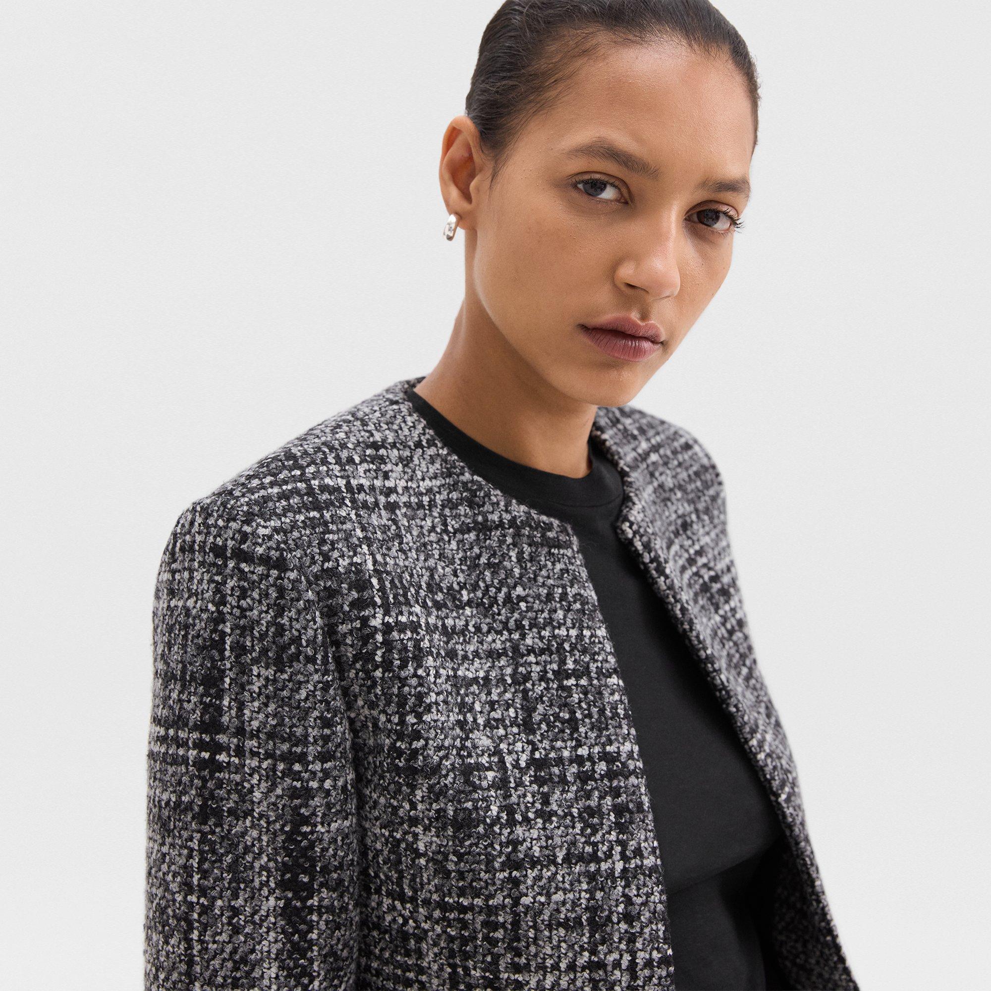 Cropped Jacket in Mélange Tweed