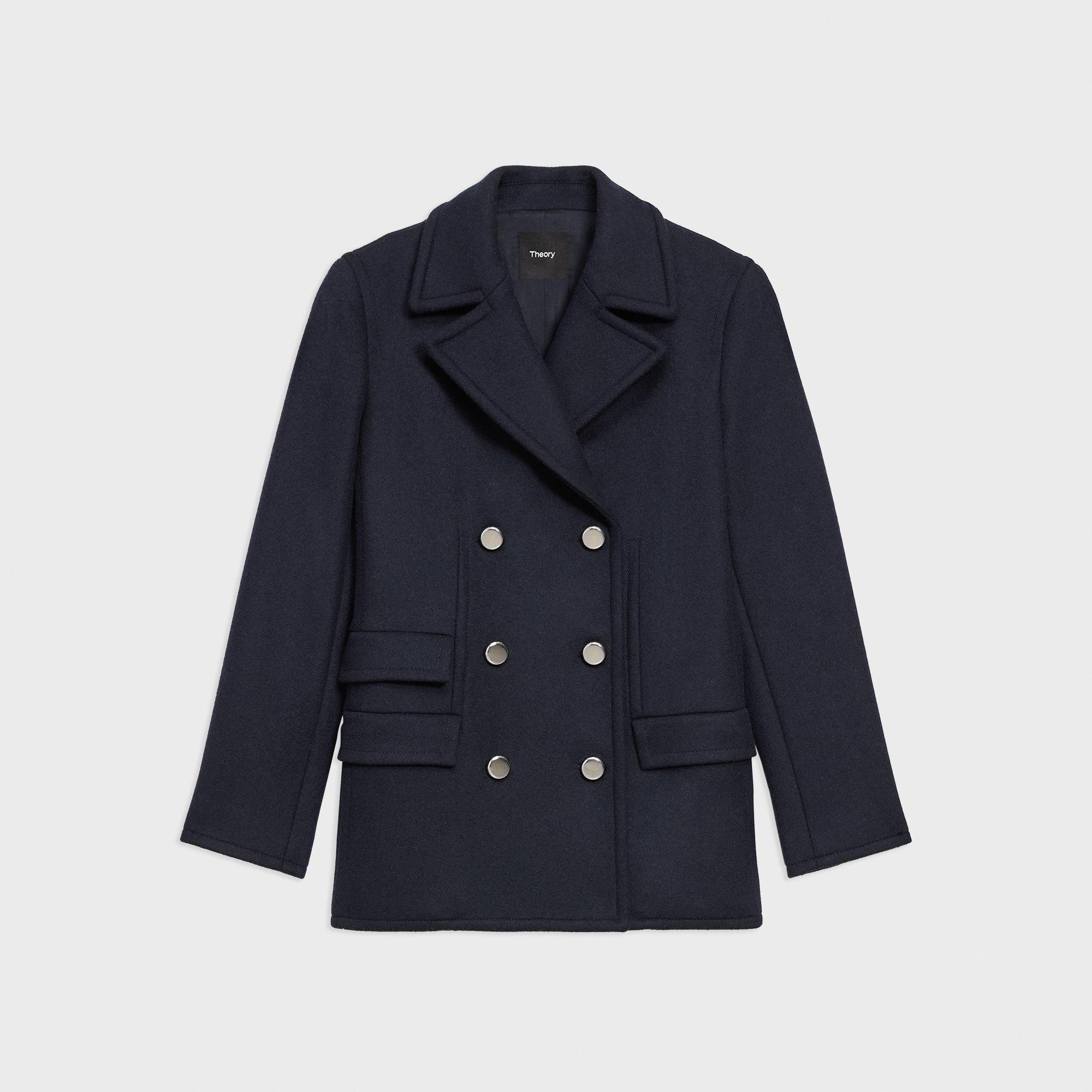 Peacoat Blazer in Recycled Wool-Blend Melton