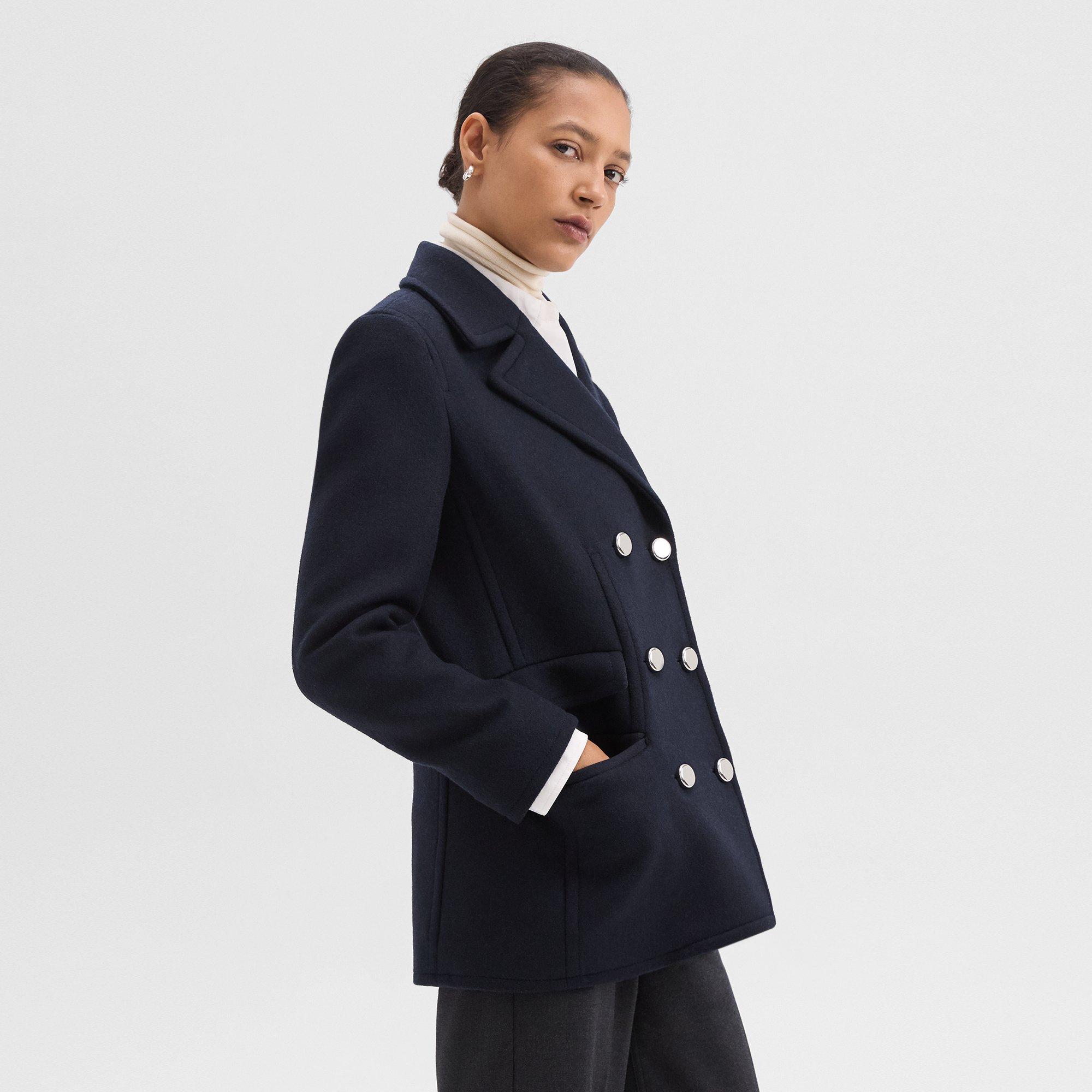 Peacoat Blazer in Recycled Wool-Blend Melton