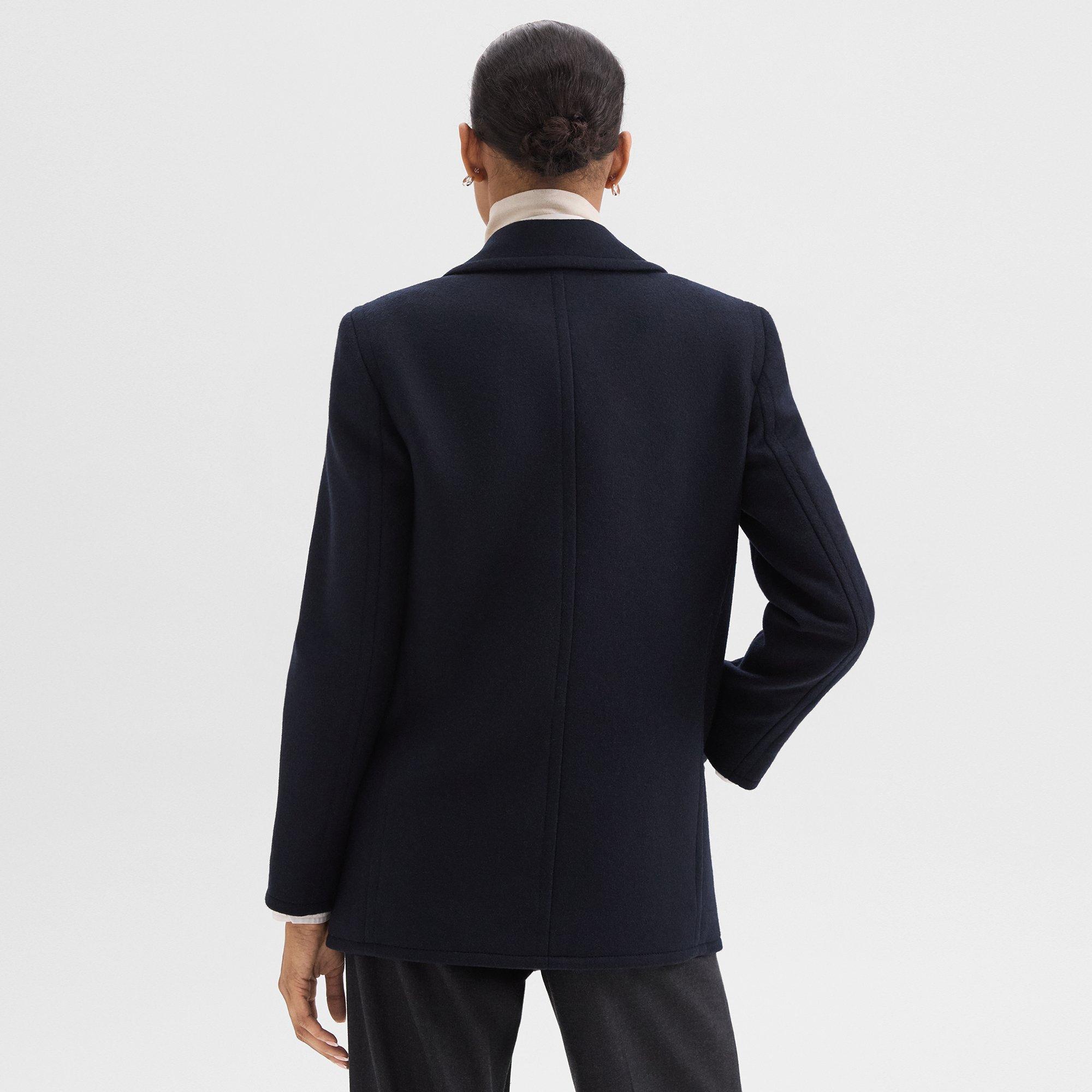 Peacoat Blazer in Recycled Wool-Blend Melton