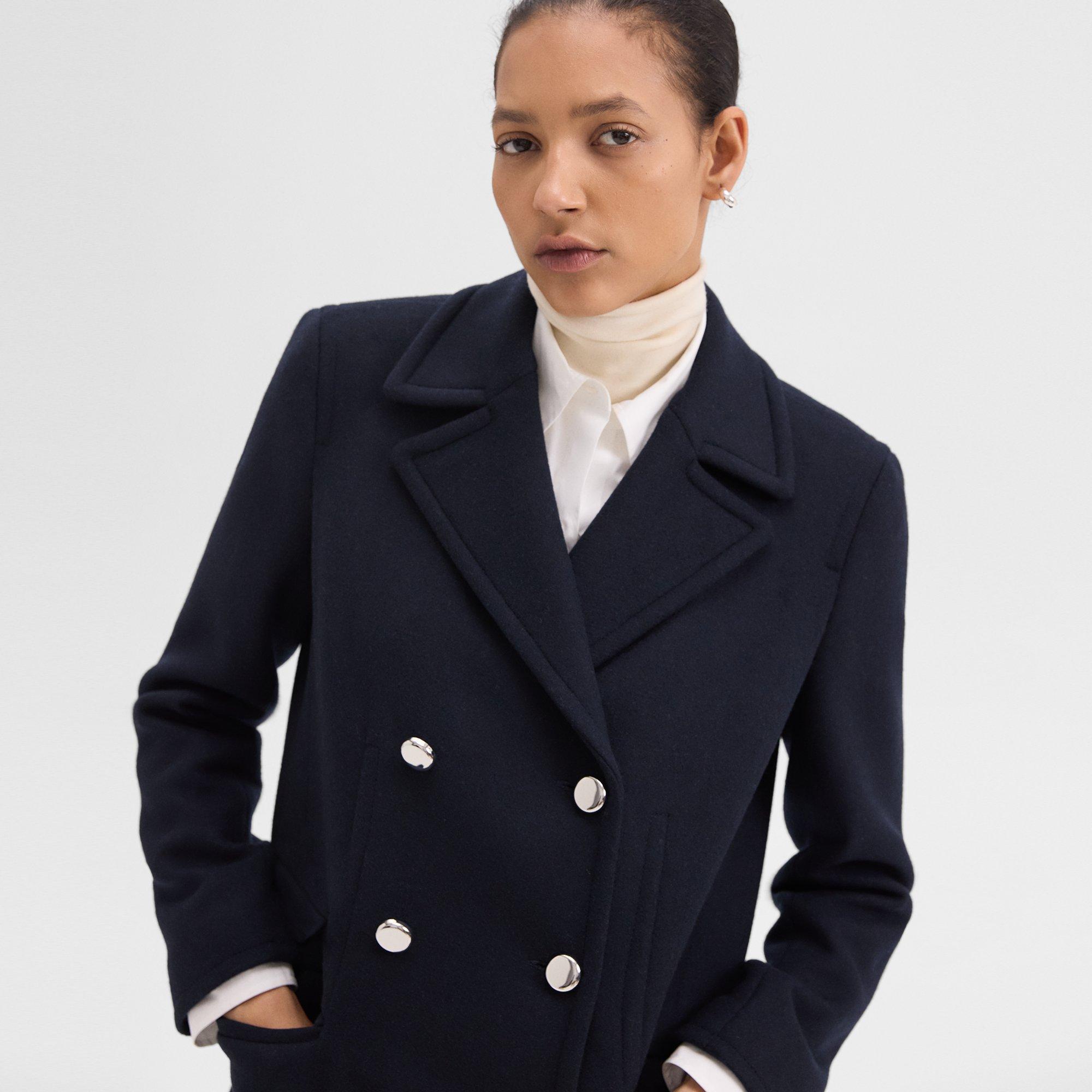 Peacoat Blazer in Recycled Wool-Blend Melton