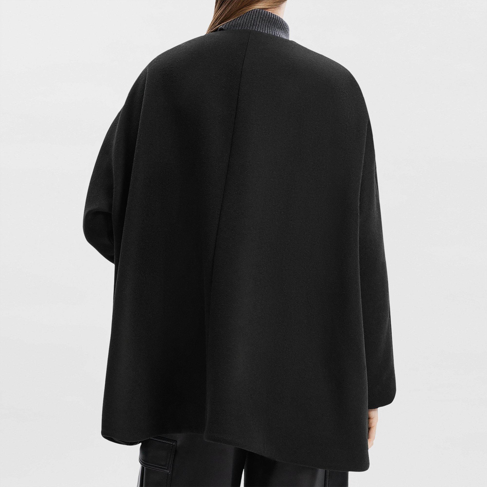 Cape Back Coat in Recycled Wool-Blend Melton