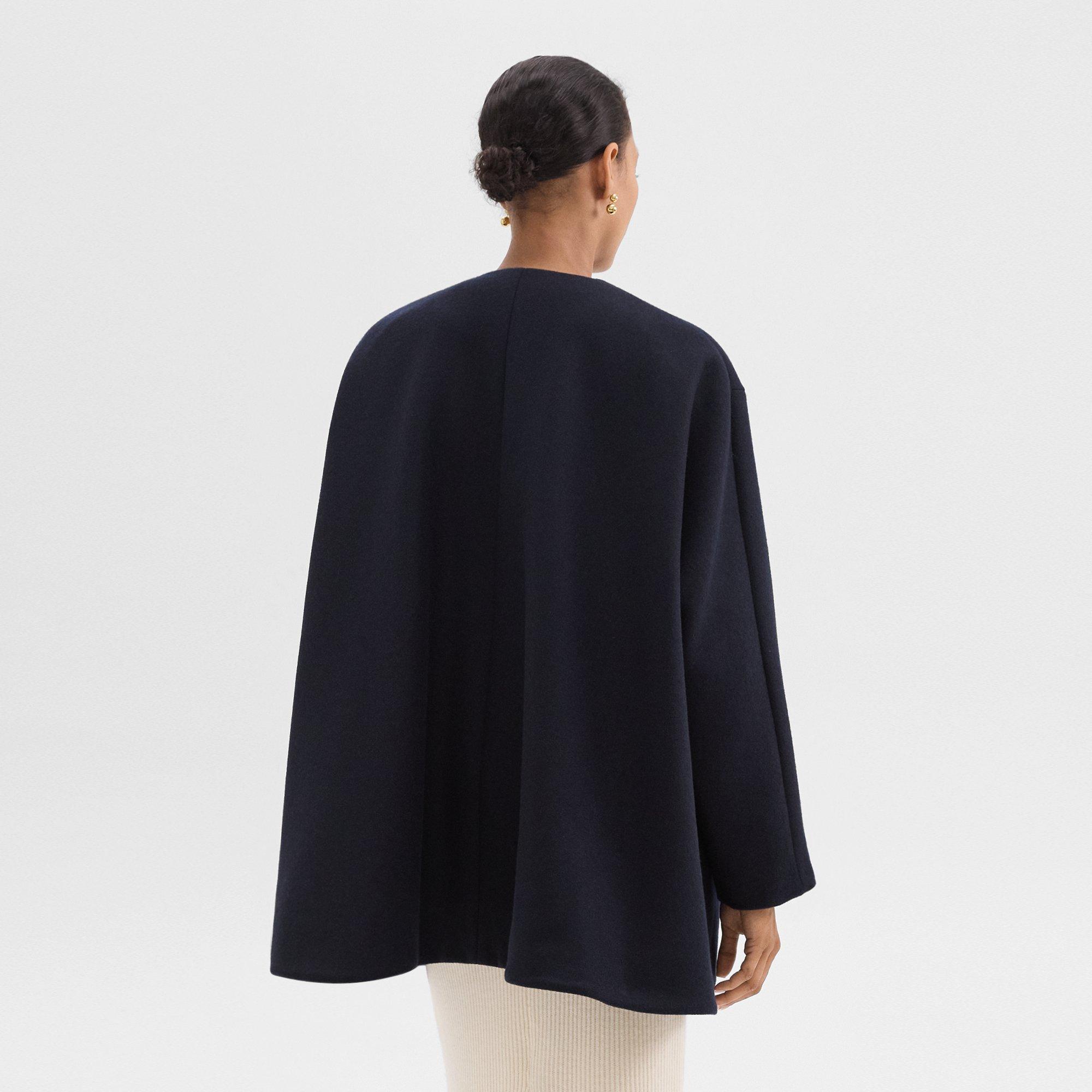 Cape Back Coat in Recycled Wool-Blend Melton