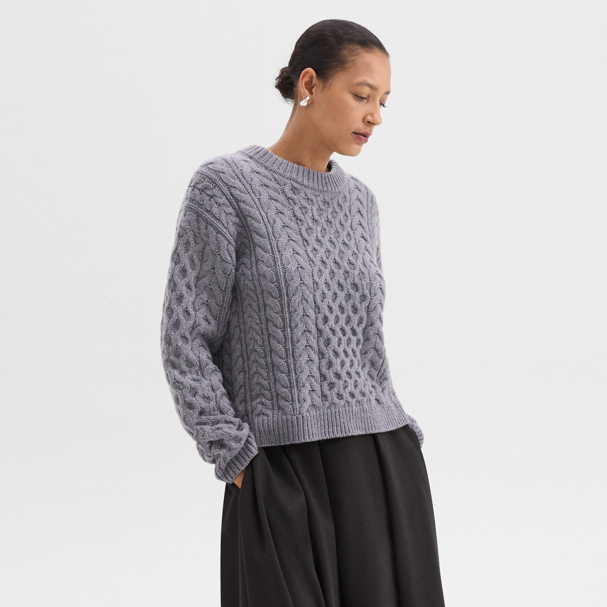 Cable Knit Sweater in Felted Wool-Cashmere