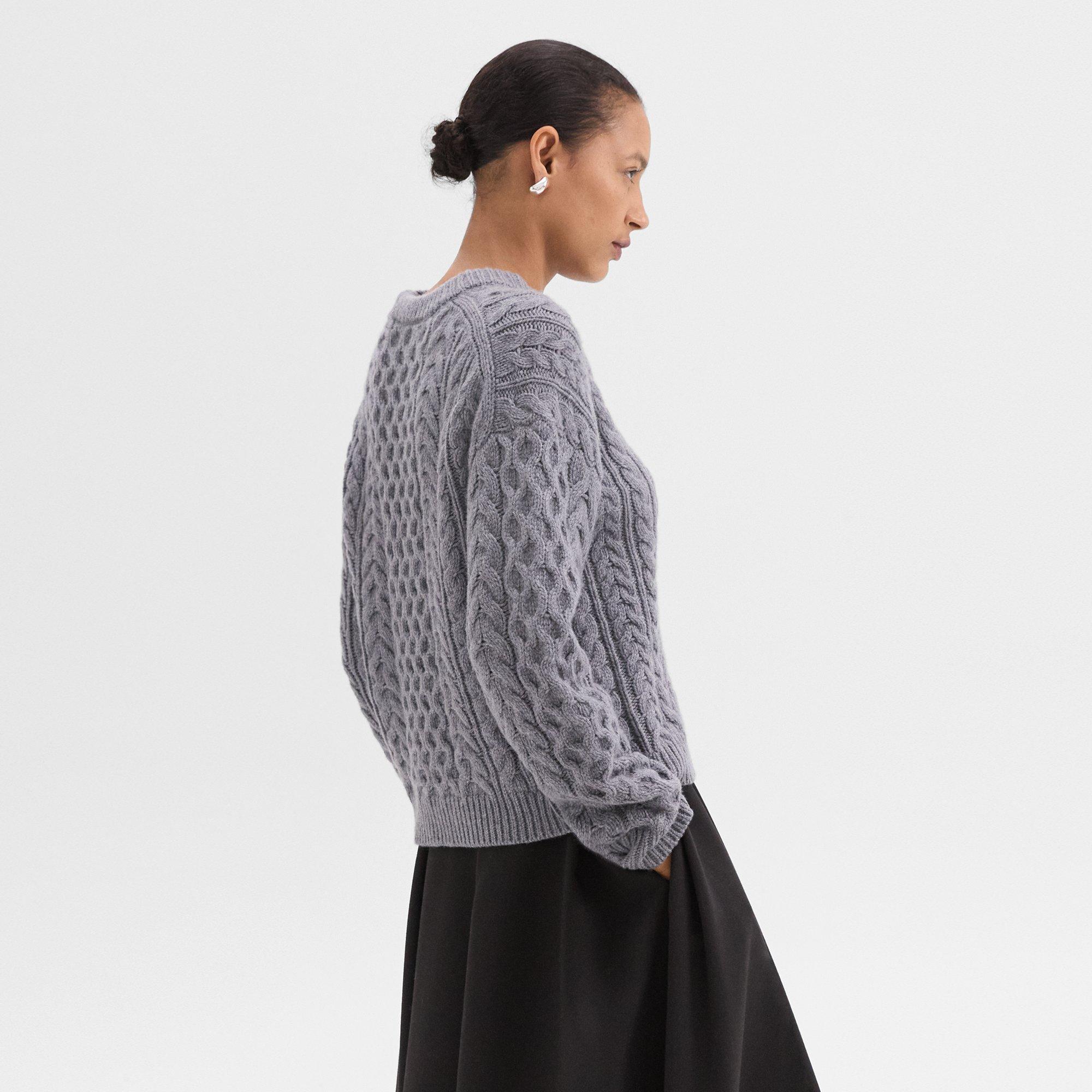 Cable Knit Sweater in Felted Wool-Cashmere