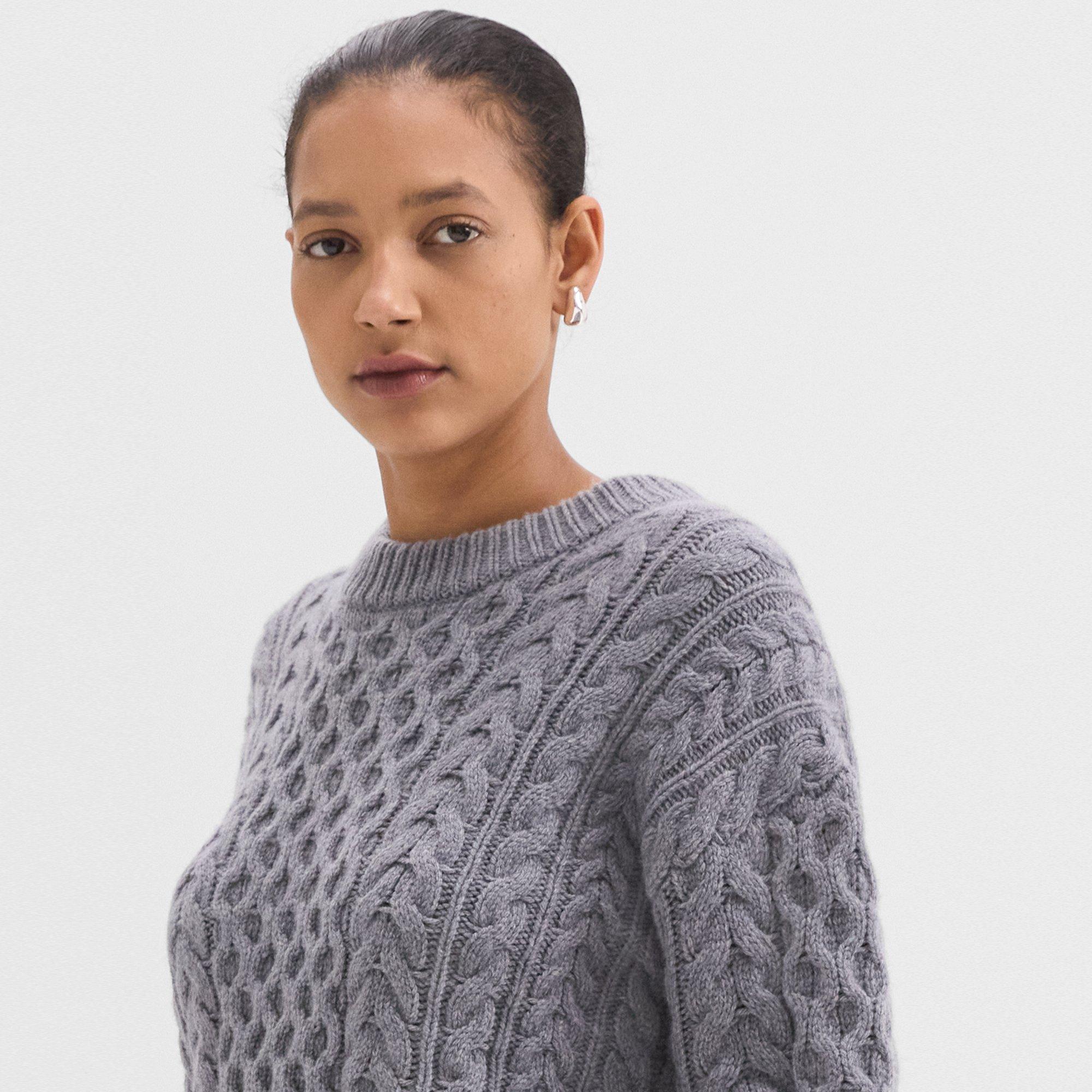 Cable Knit Sweater in Felted Wool-Cashmere