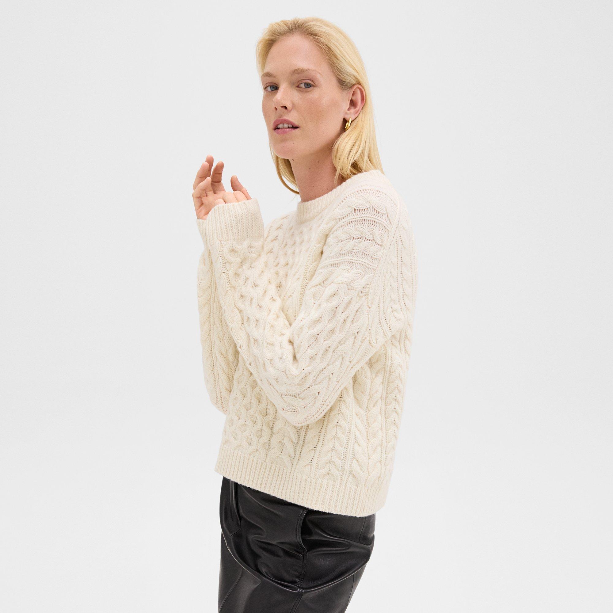 Cable Knit Sweater in Felted Wool-Cashmere