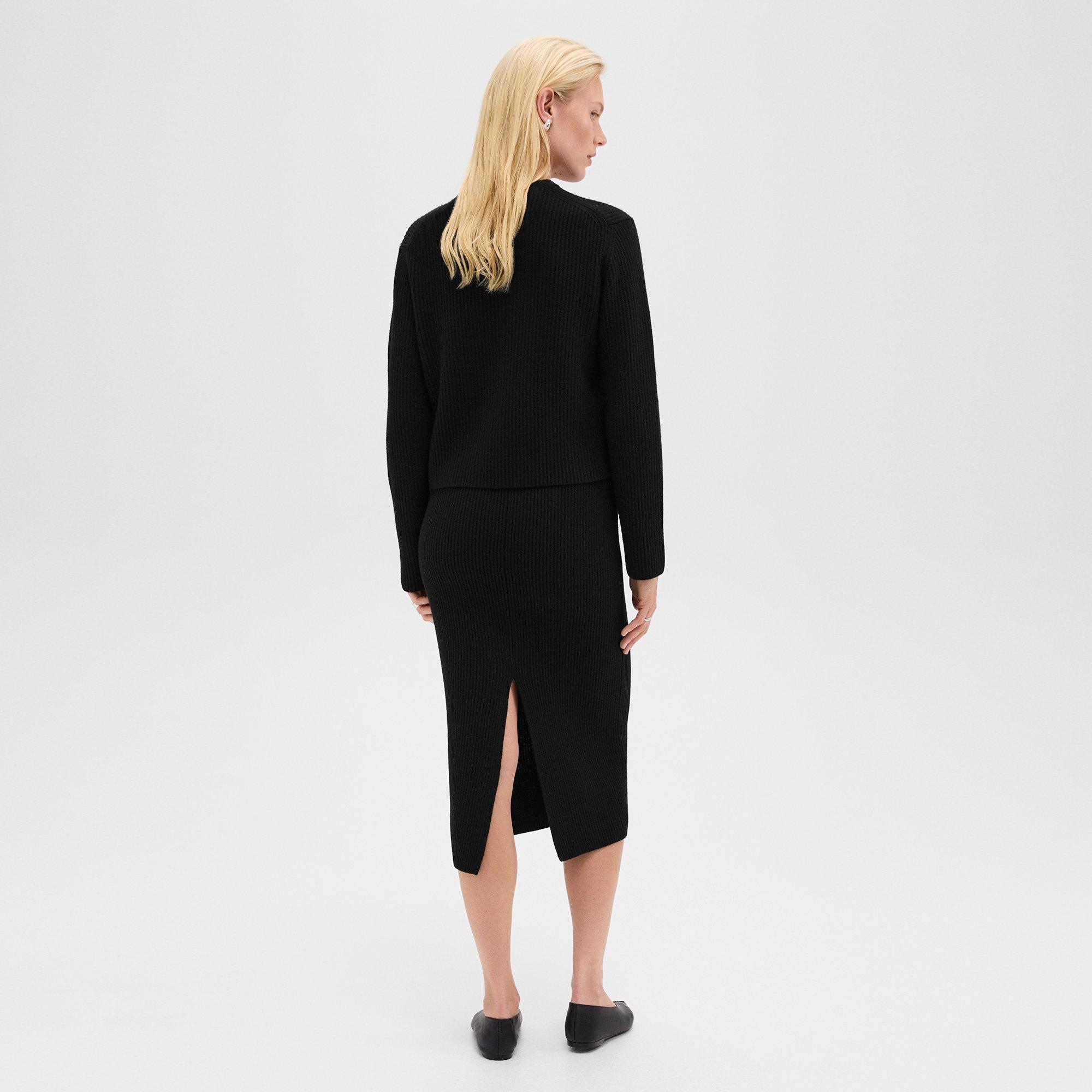 Midi Pull-On Skirt in Felted Wool-Cashmere