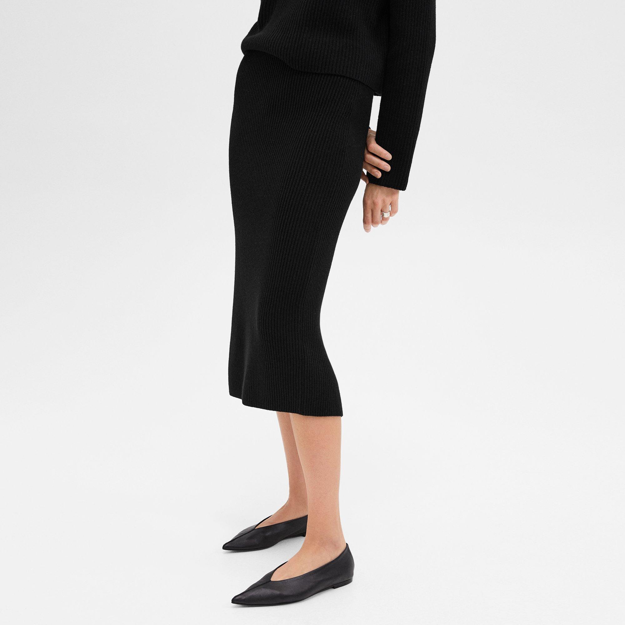 Midi Pull-On Skirt in Felted Wool-Cashmere