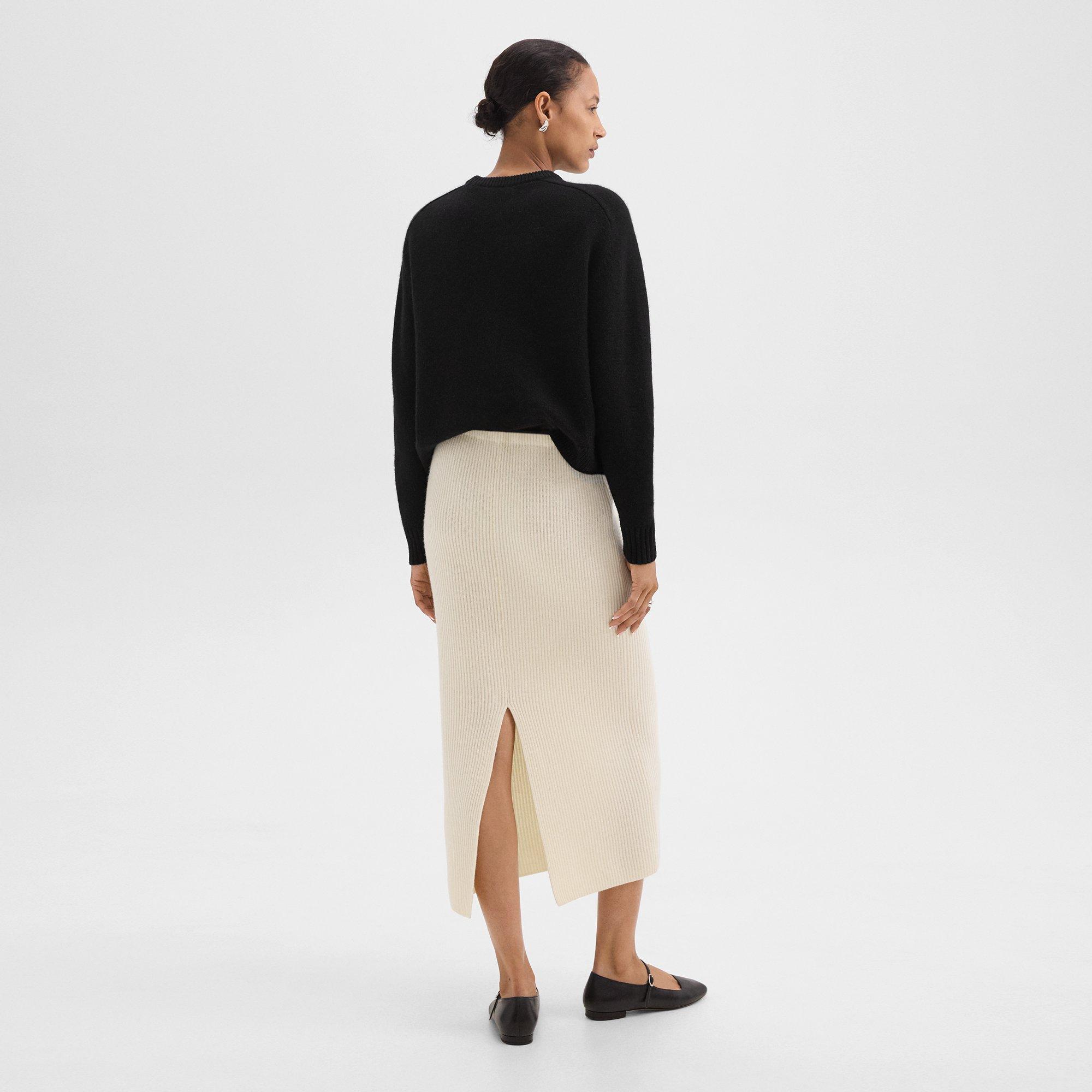 Midi Pull-On Skirt in Felted Wool-Cashmere