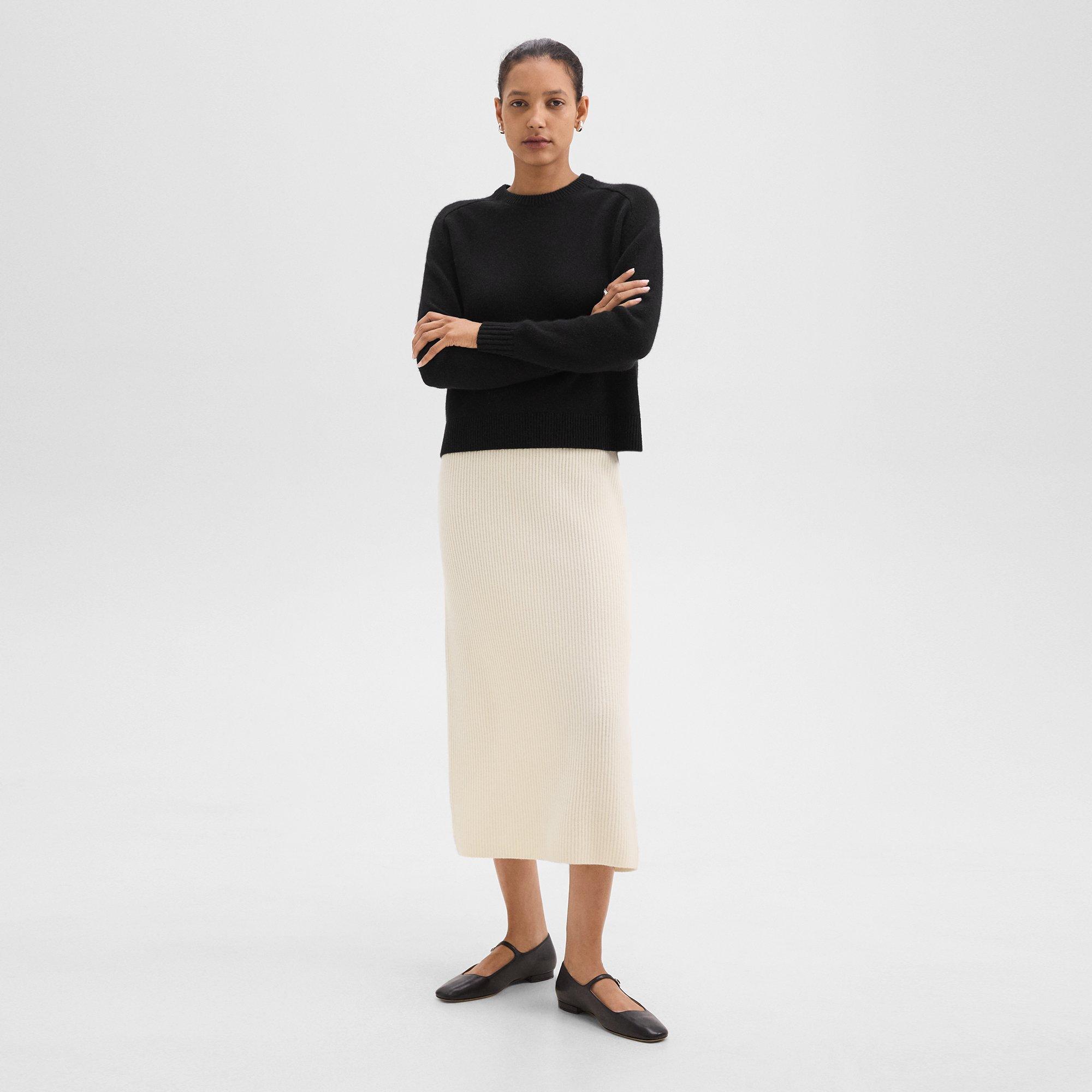 Midi Pull-On Skirt in Felted Wool-Cashmere