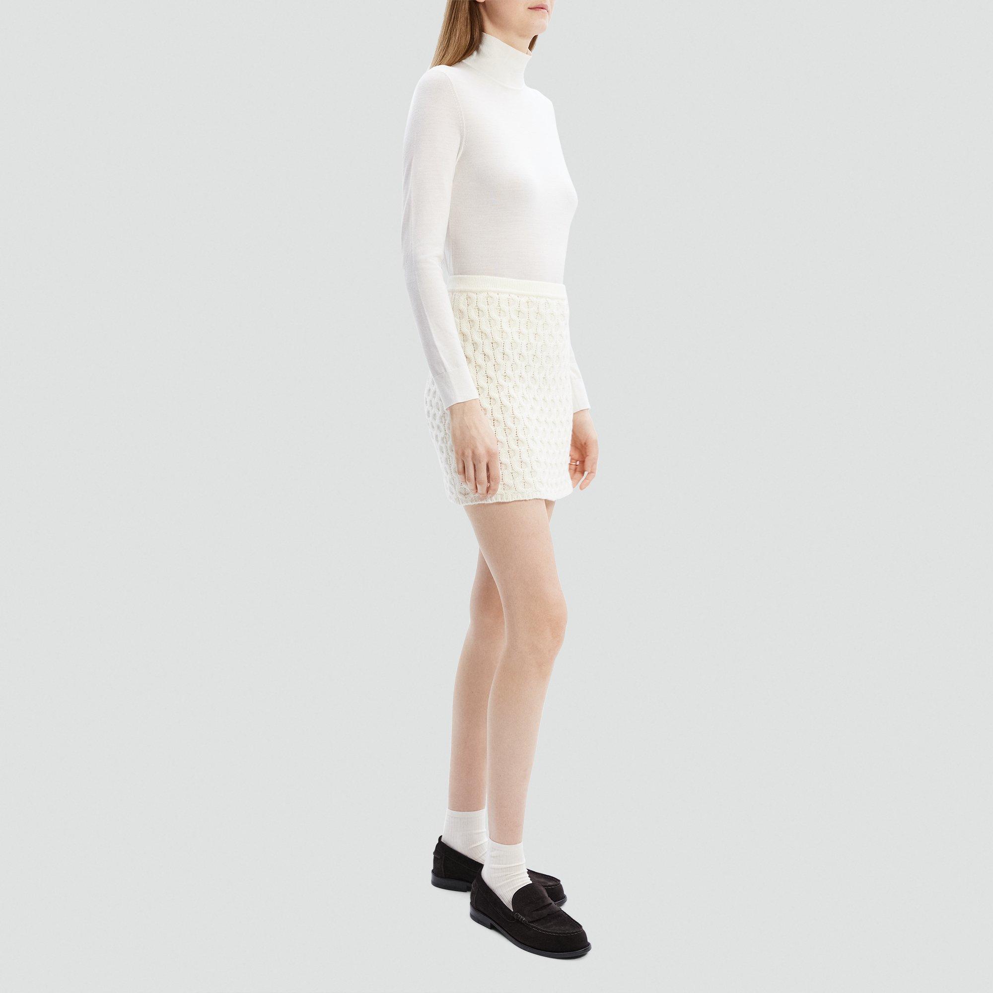 Cable-Knit Mini Skirt in Felted Wool-Cashmere