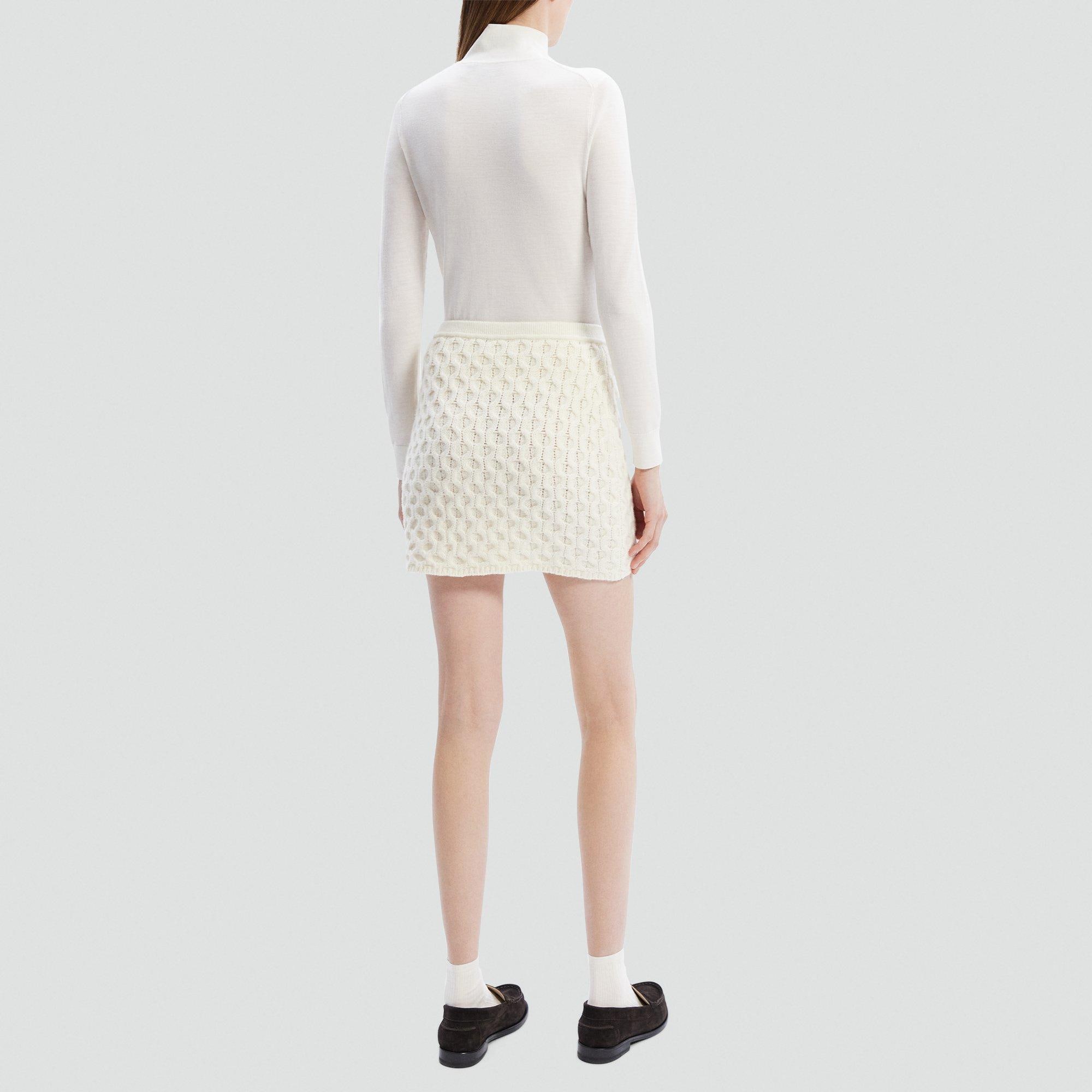Cable-Knit Mini Skirt in Felted Wool-Cashmere