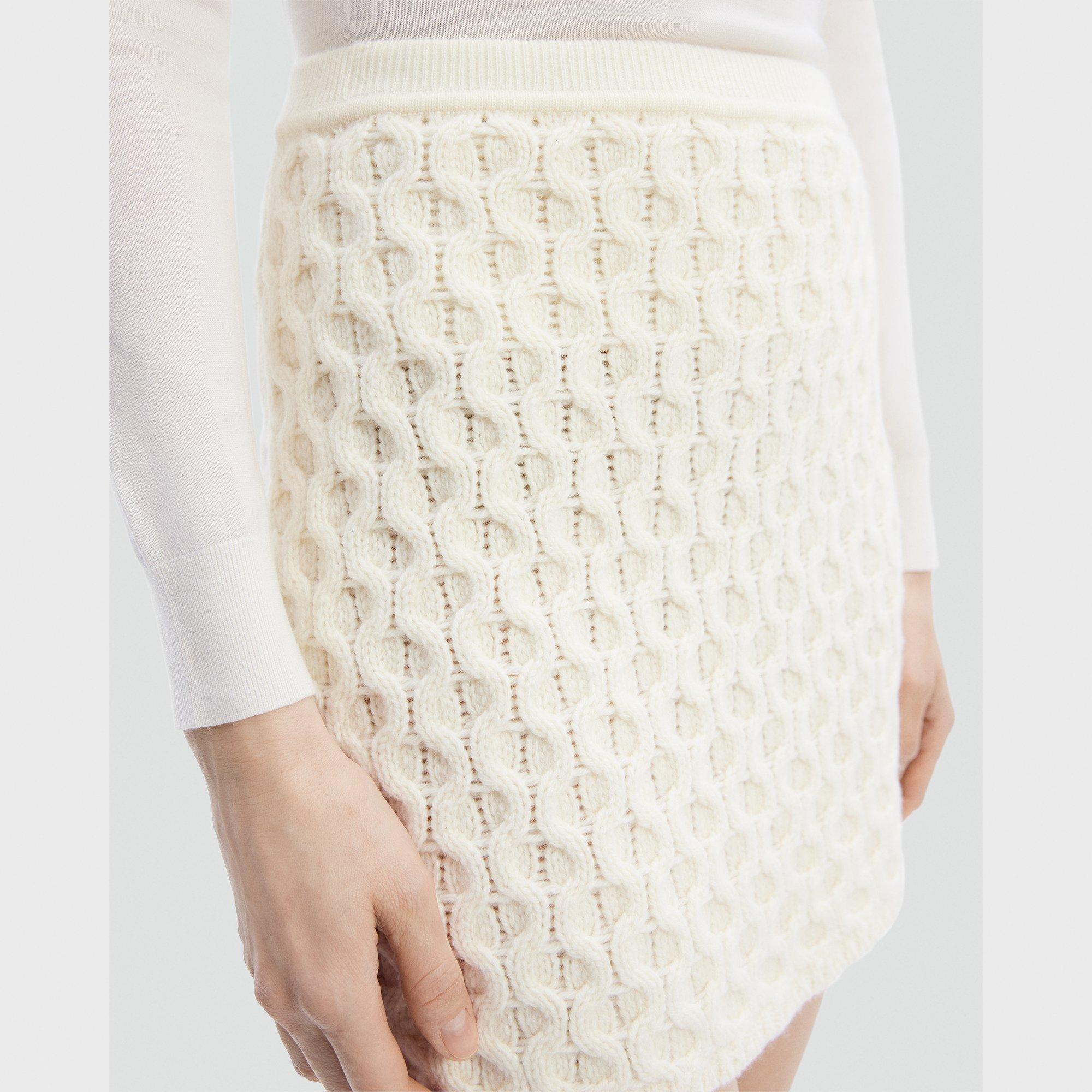 Cable-Knit Mini Skirt in Felted Wool-Cashmere