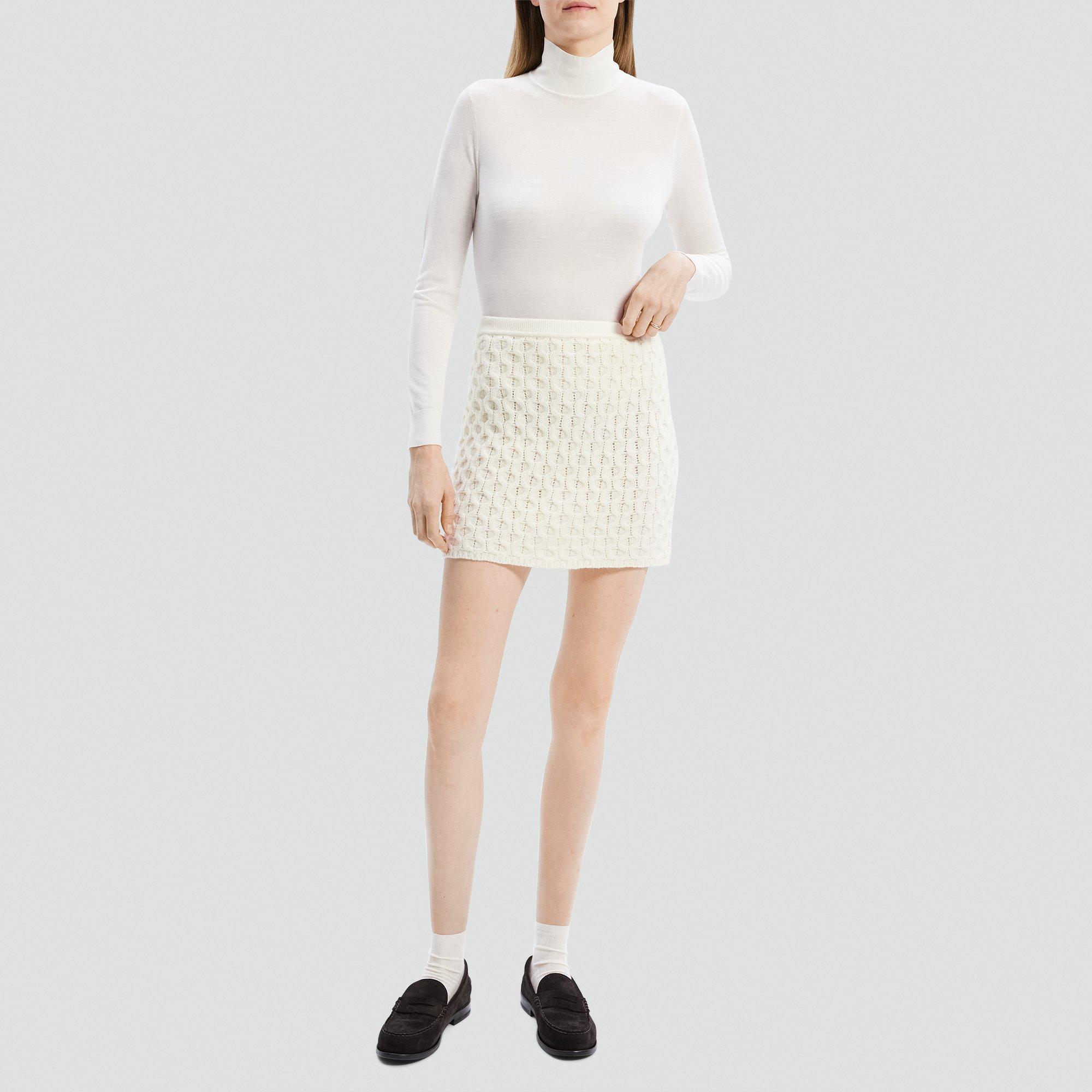 Cable-Knit Mini Skirt in Felted Wool-Cashmere