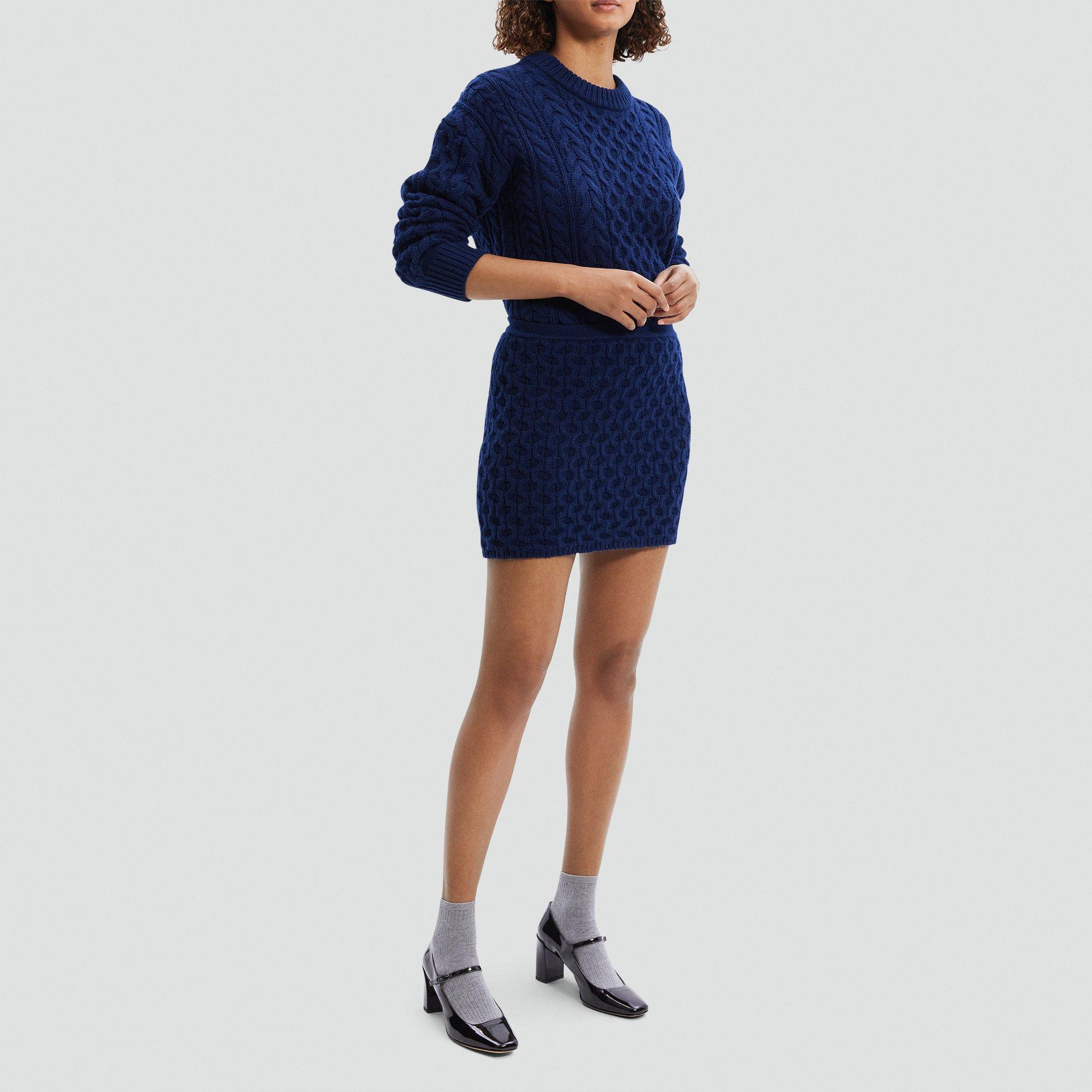 Cable-Knit Mini Skirt in Felted Wool-Cashmere