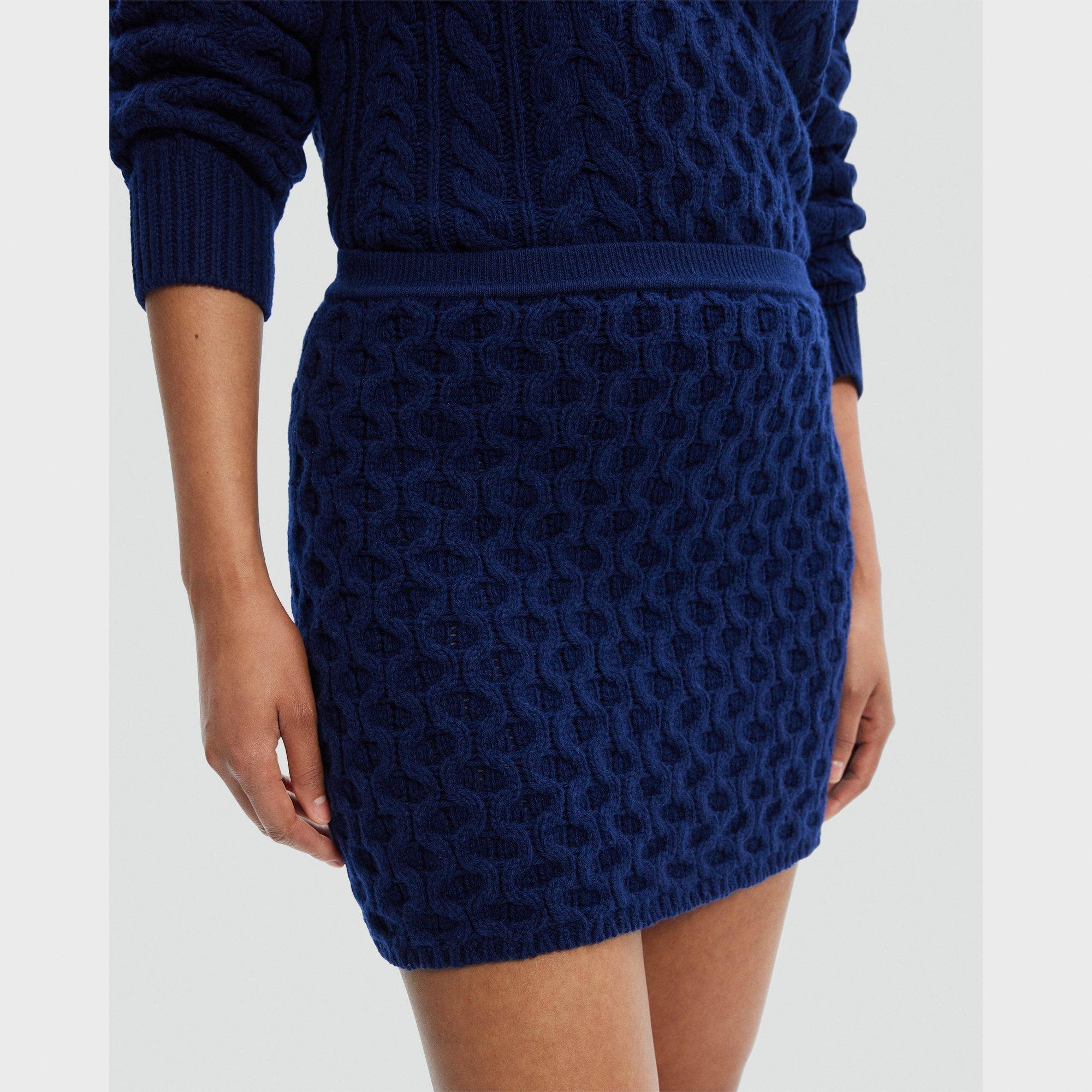 Cable-Knit Mini Skirt in Felted Wool-Cashmere