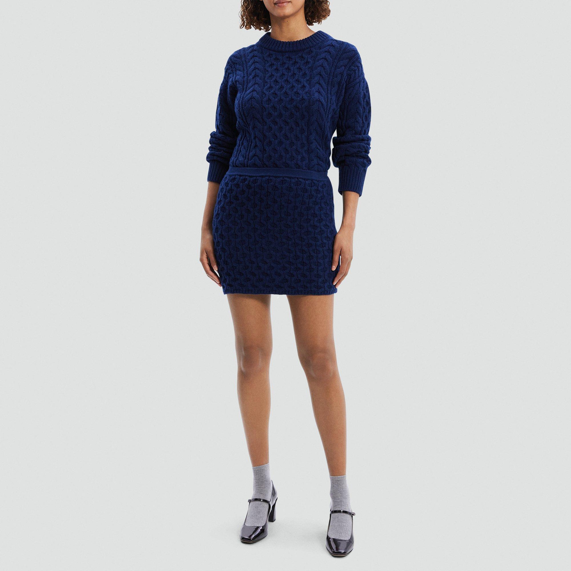 Cable-Knit Mini Skirt in Felted Wool-Cashmere