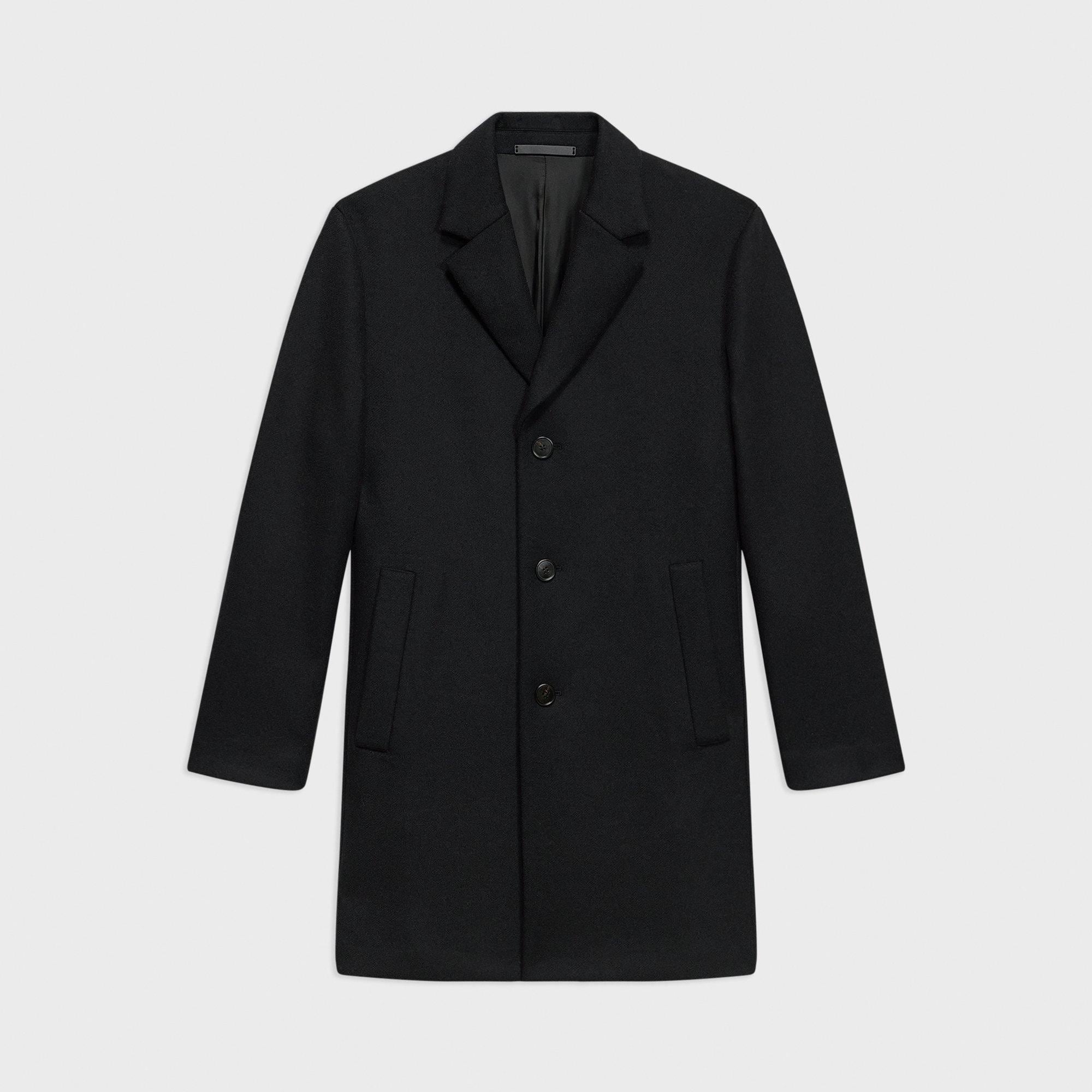 3-Button Topcoat in Recycled Wool-Blend Melton