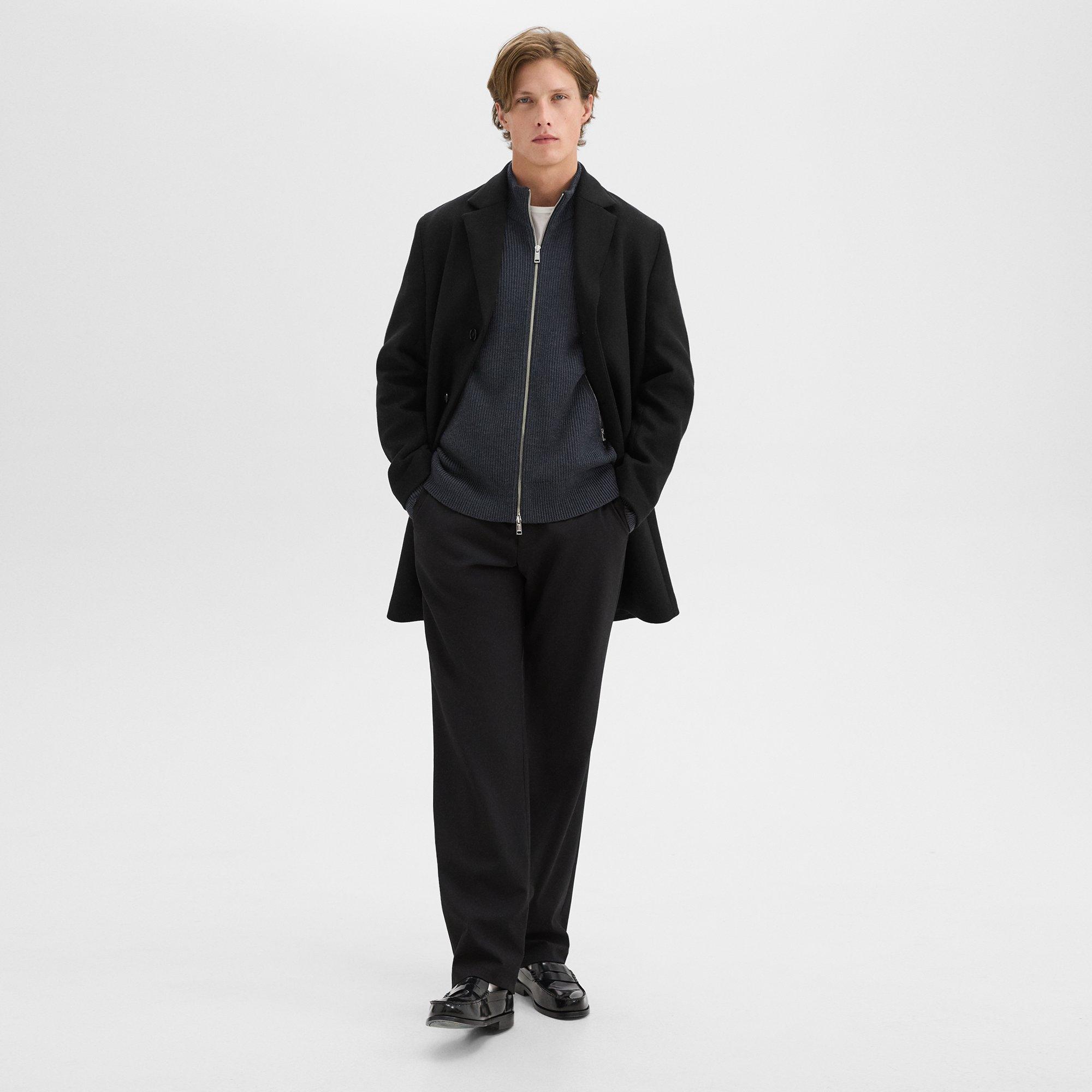 3-Button Topcoat in Recycled Wool-Blend Melton