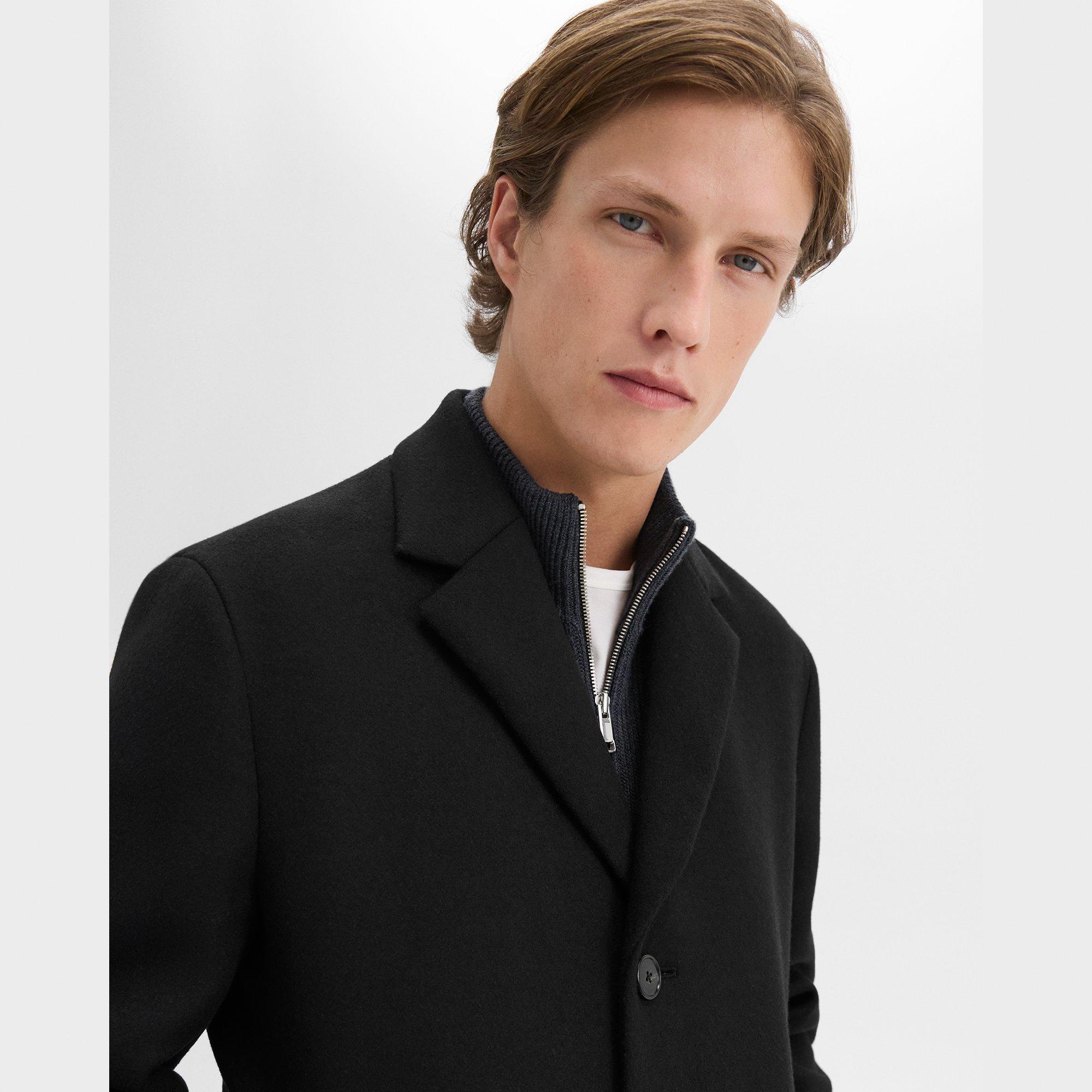 3-Button Topcoat in Recycled Wool-Blend Melton