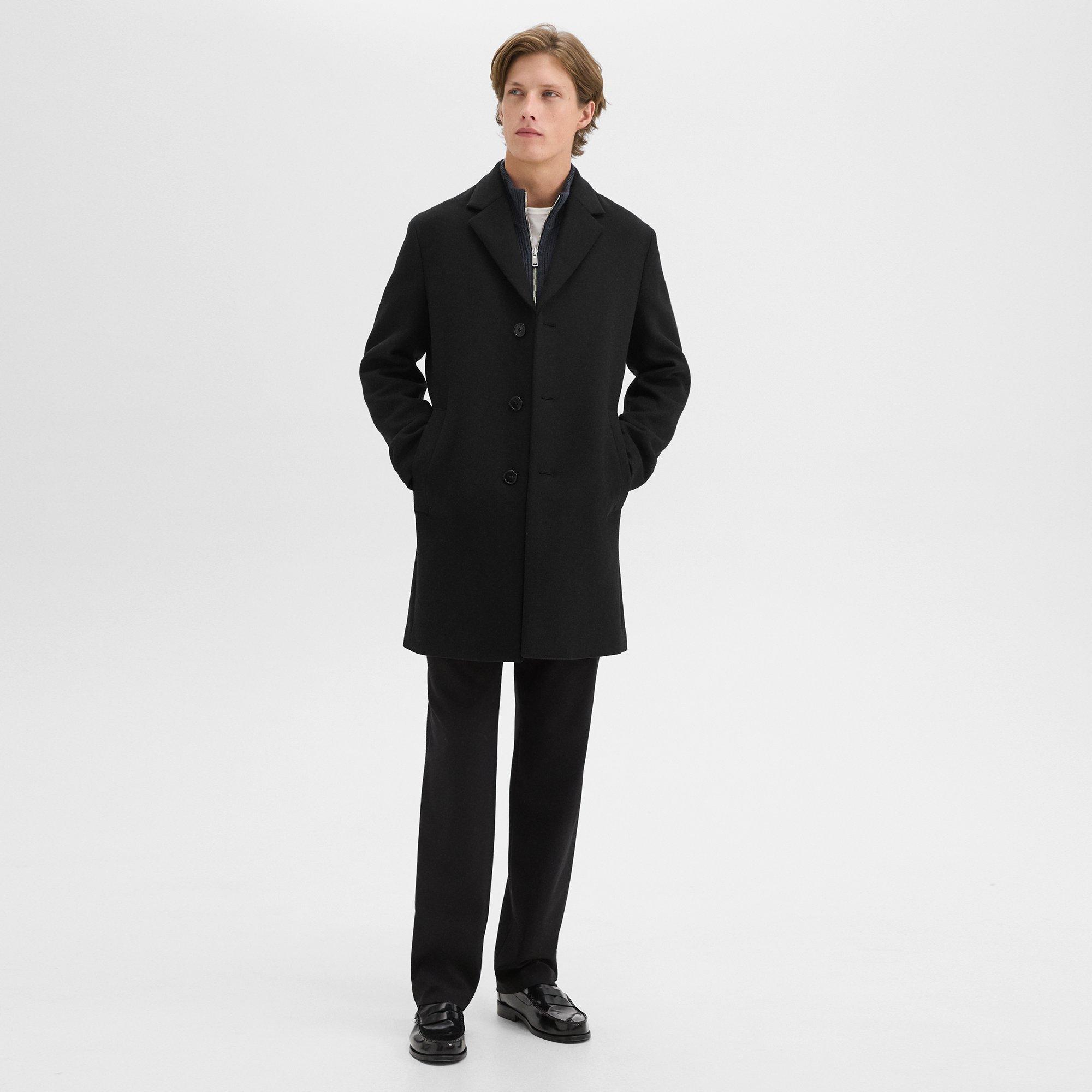 3-Button Topcoat in Recycled Wool-Blend Melton