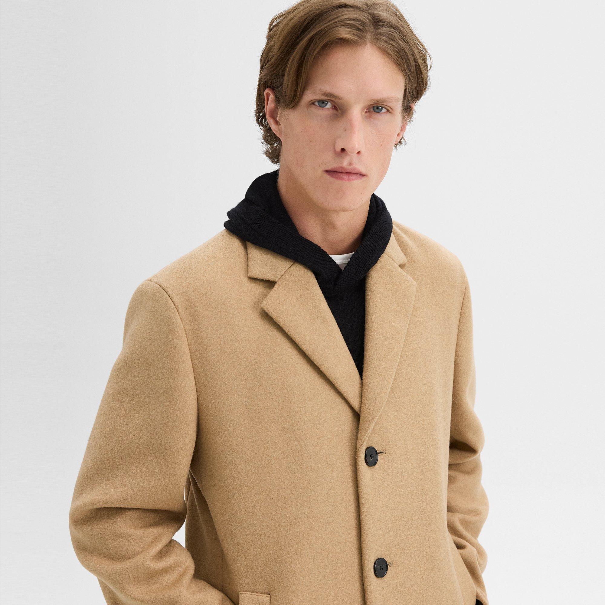 3-Button Topcoat in Recycled Wool-Blend Melton