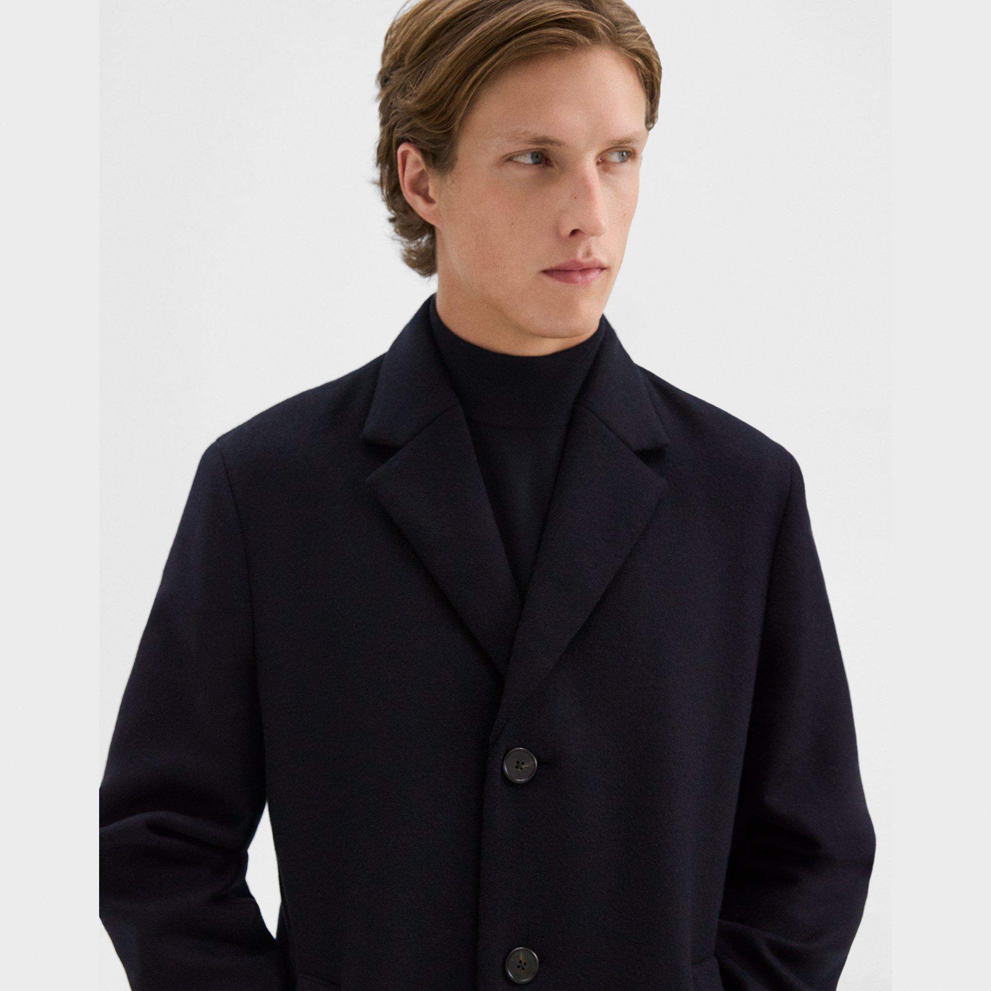 3-Button Topcoat in Recycled Wool-Blend Melton