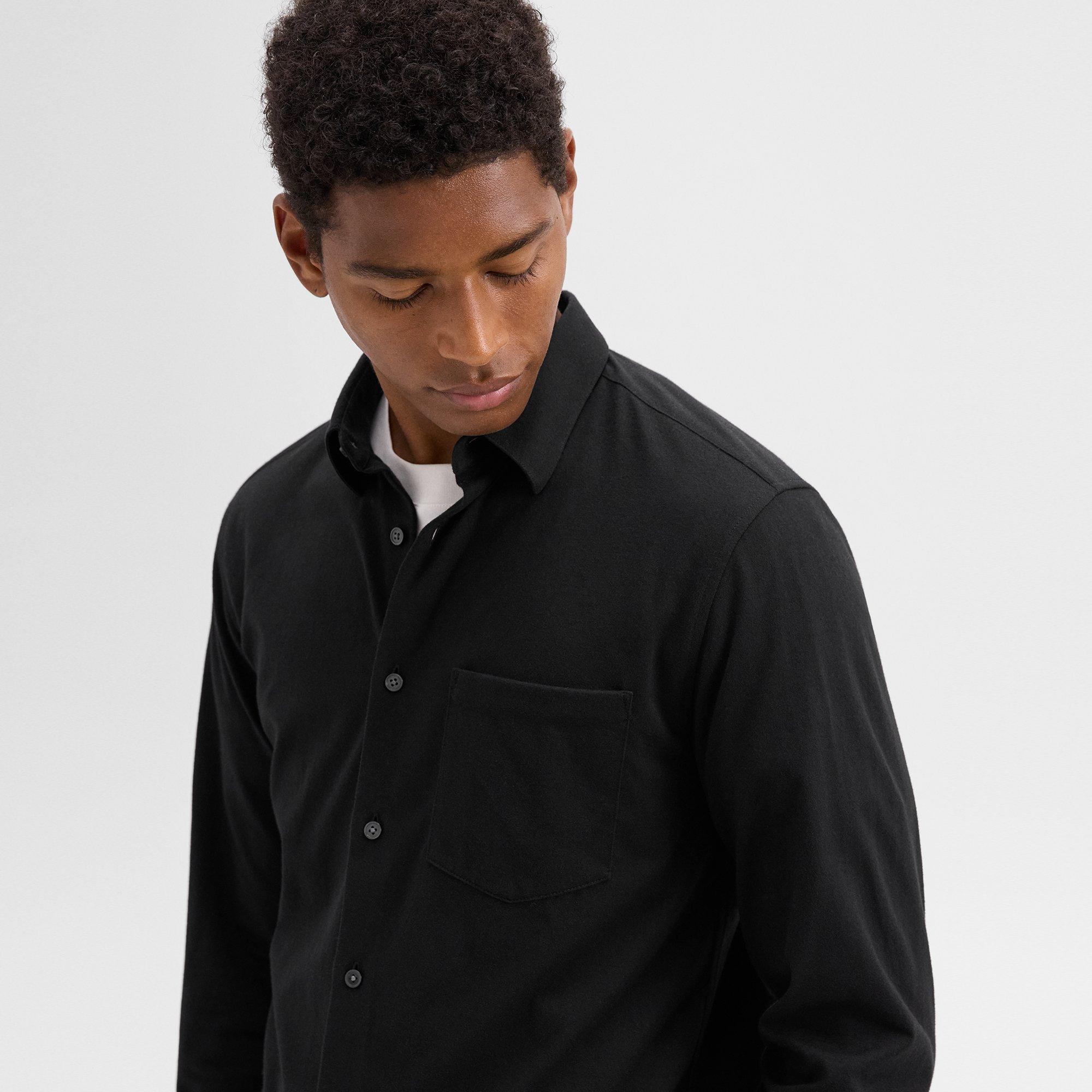 Irving Pocket Shirt in Brushed Structure Knit