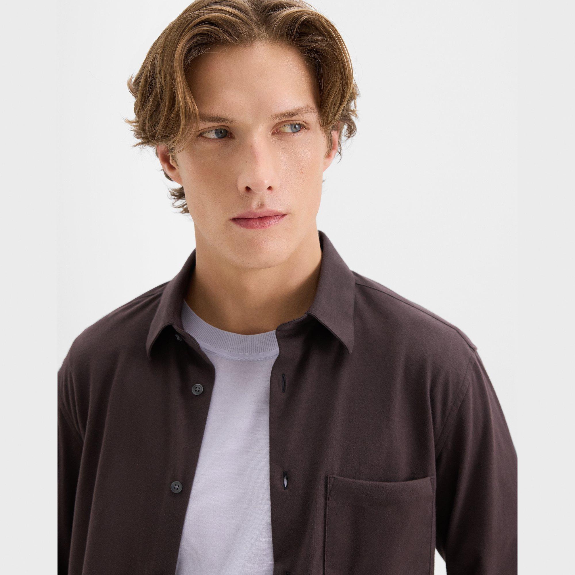 Irving Pocket Shirt in Brushed Structure Knit