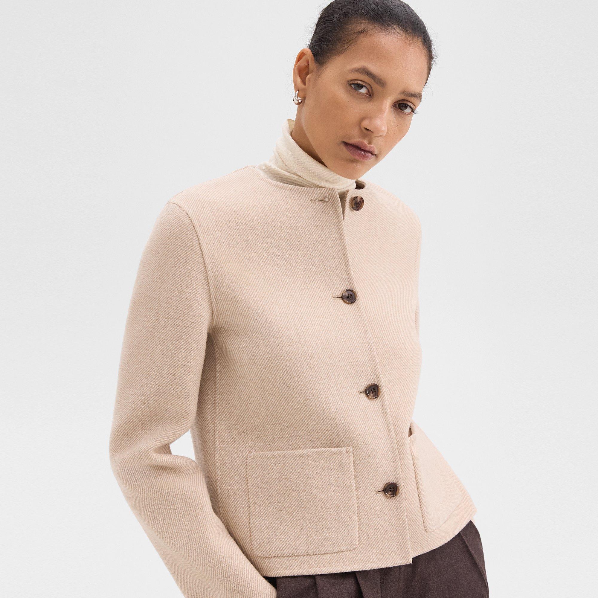 Cardigan Jacket in Double-Face Wool Twill