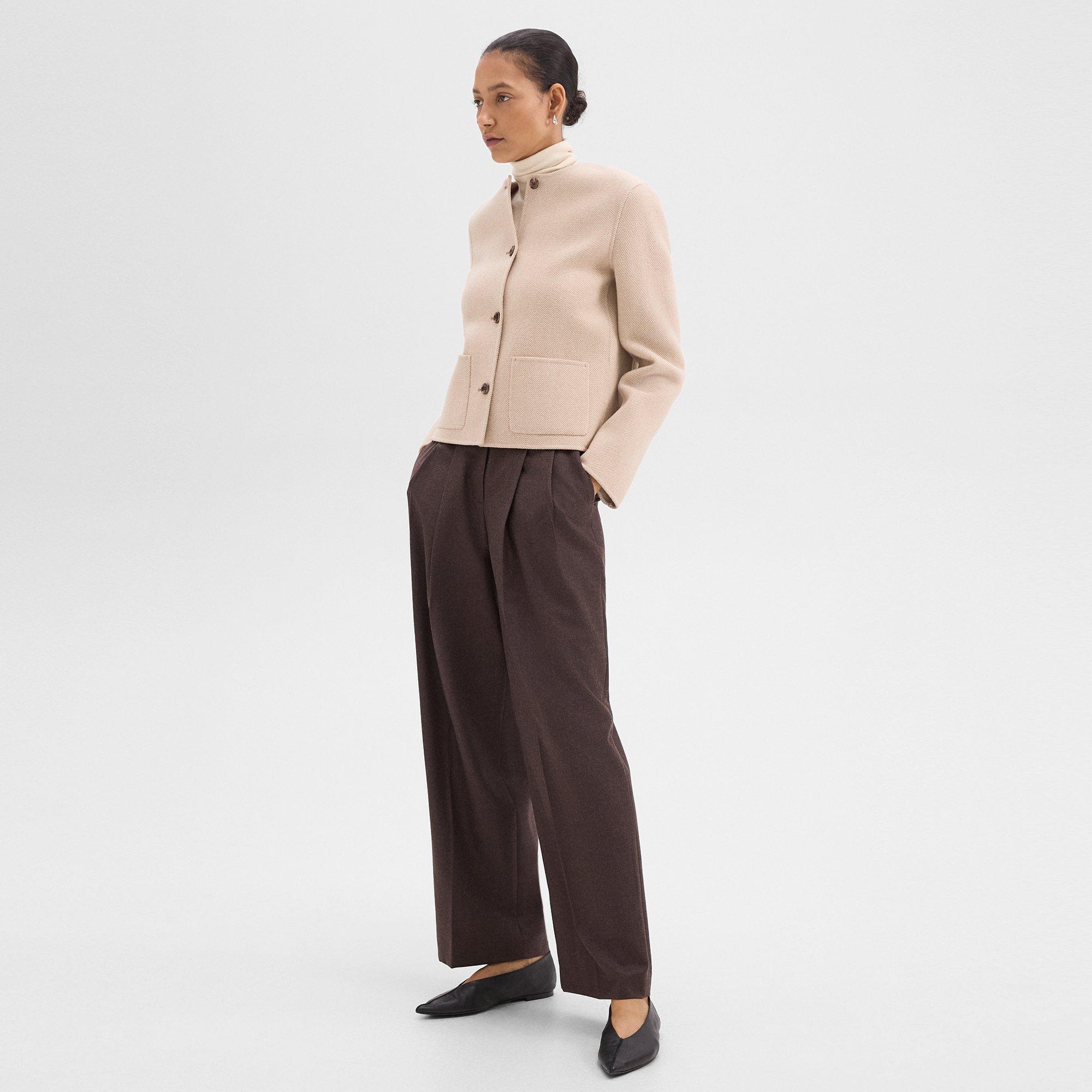 Cardigan Jacket in Double-Face Wool Twill