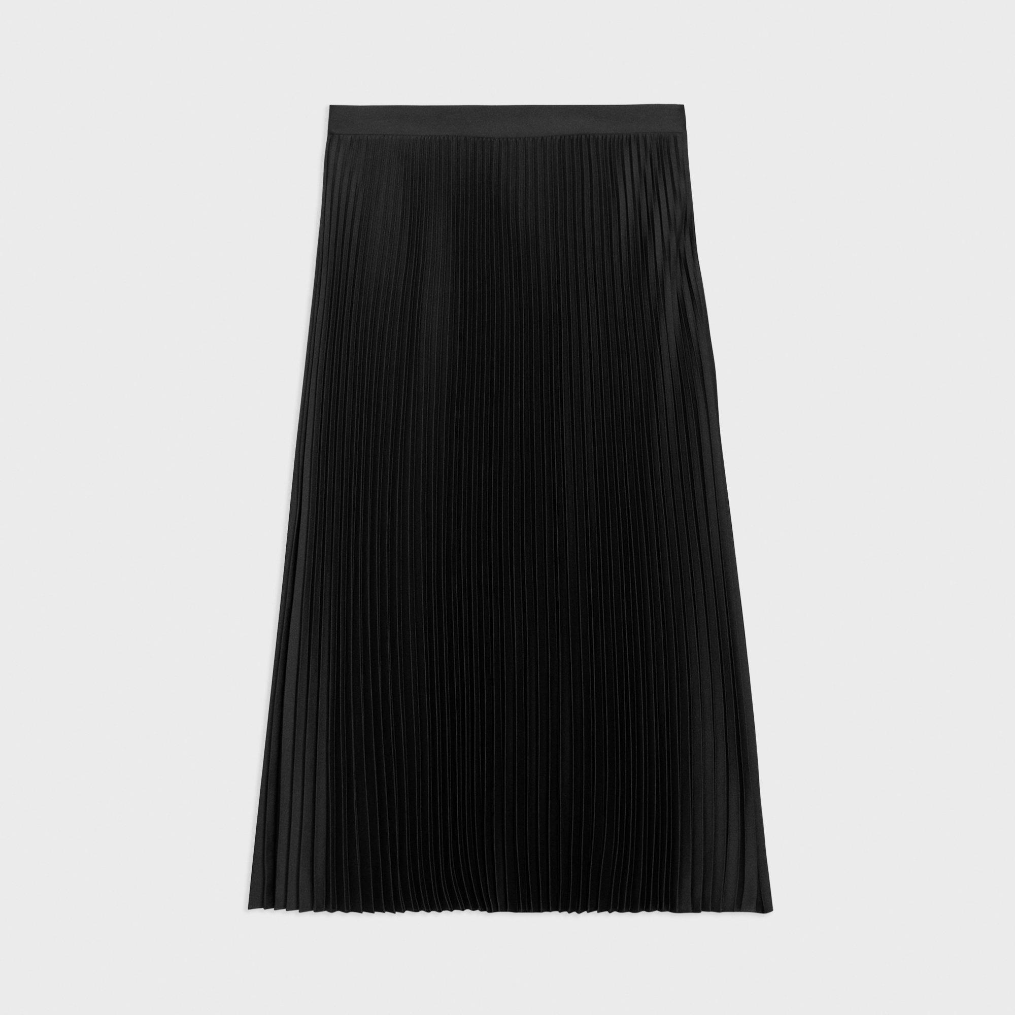 Pleated Midi Skirt in Textured Satin