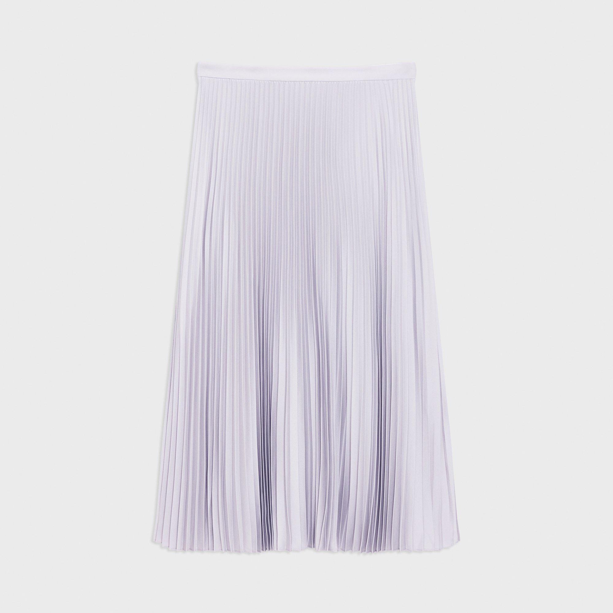 Pleated Midi Skirt in Textured Satin