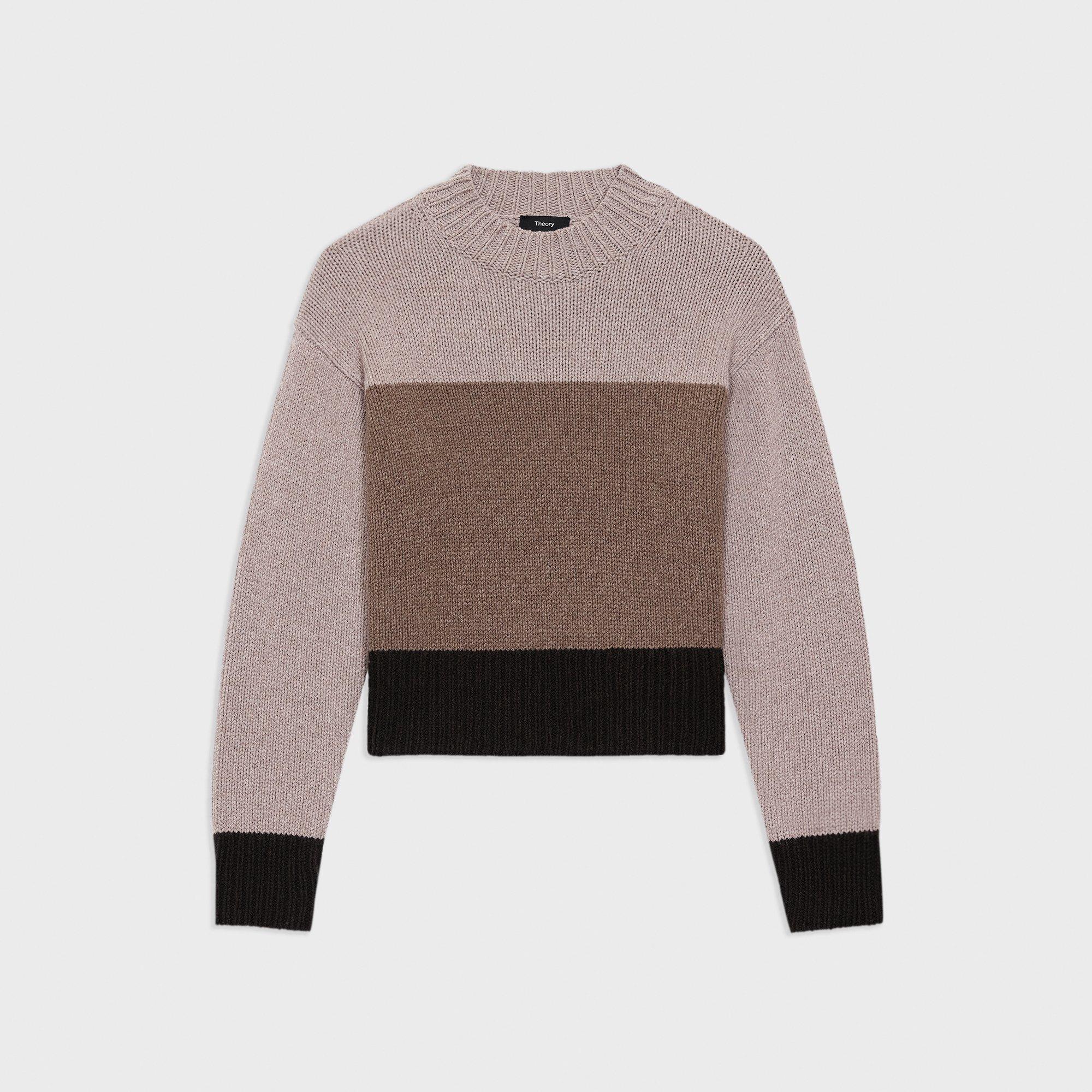 Colorblock Sweater in Felted Wool-Cashmere