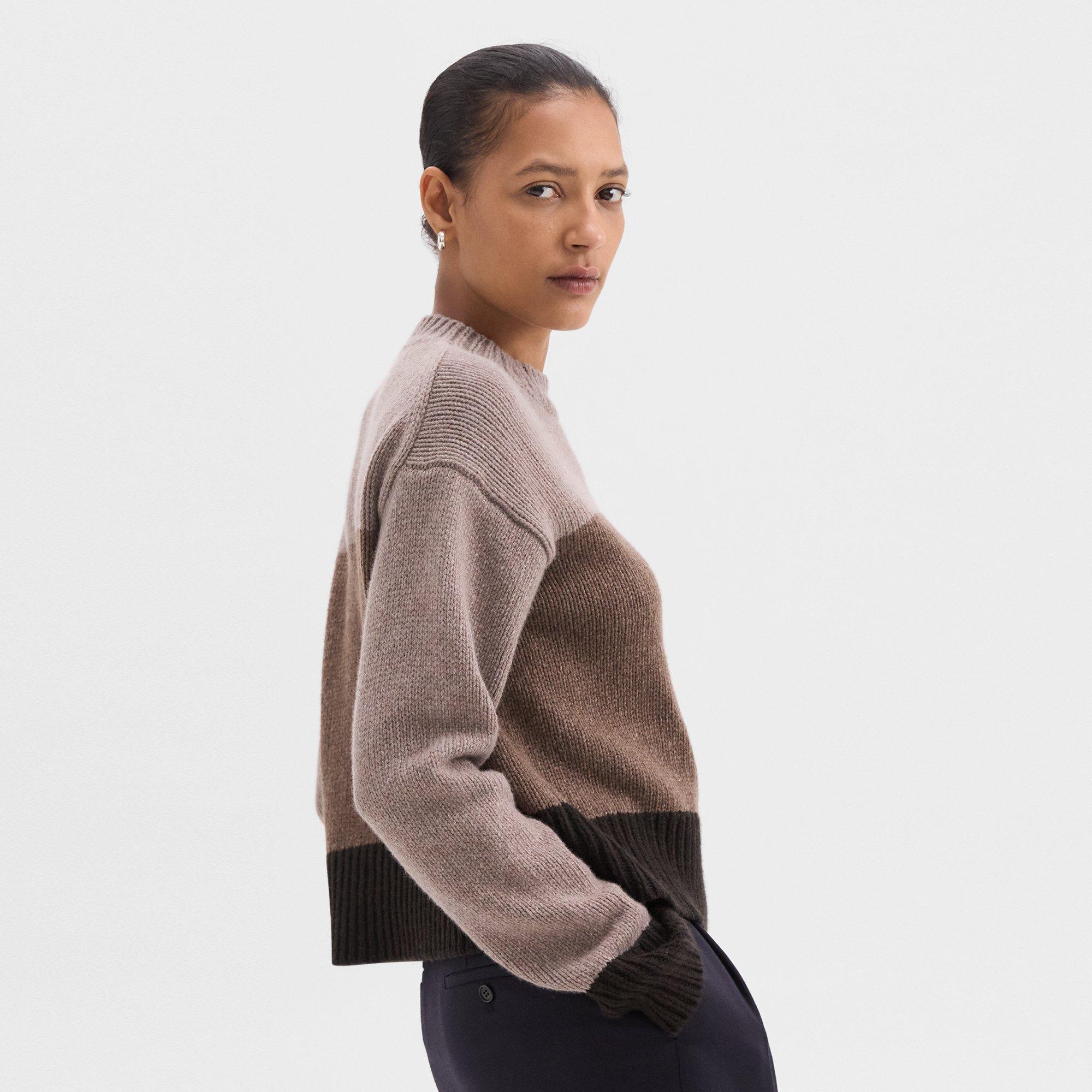 Colorblock Sweater in Felted Wool-Cashmere