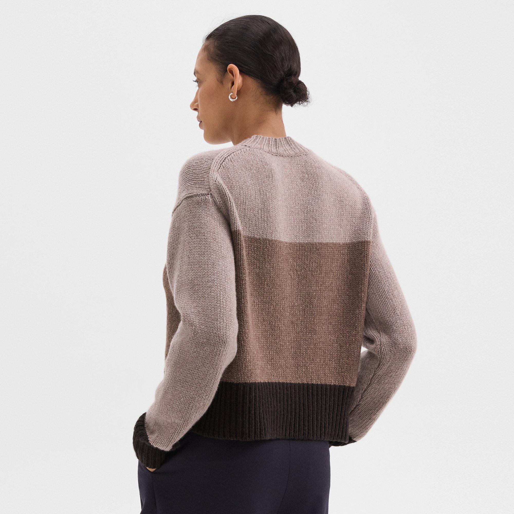 Colorblock Sweater in Felted Wool-Cashmere