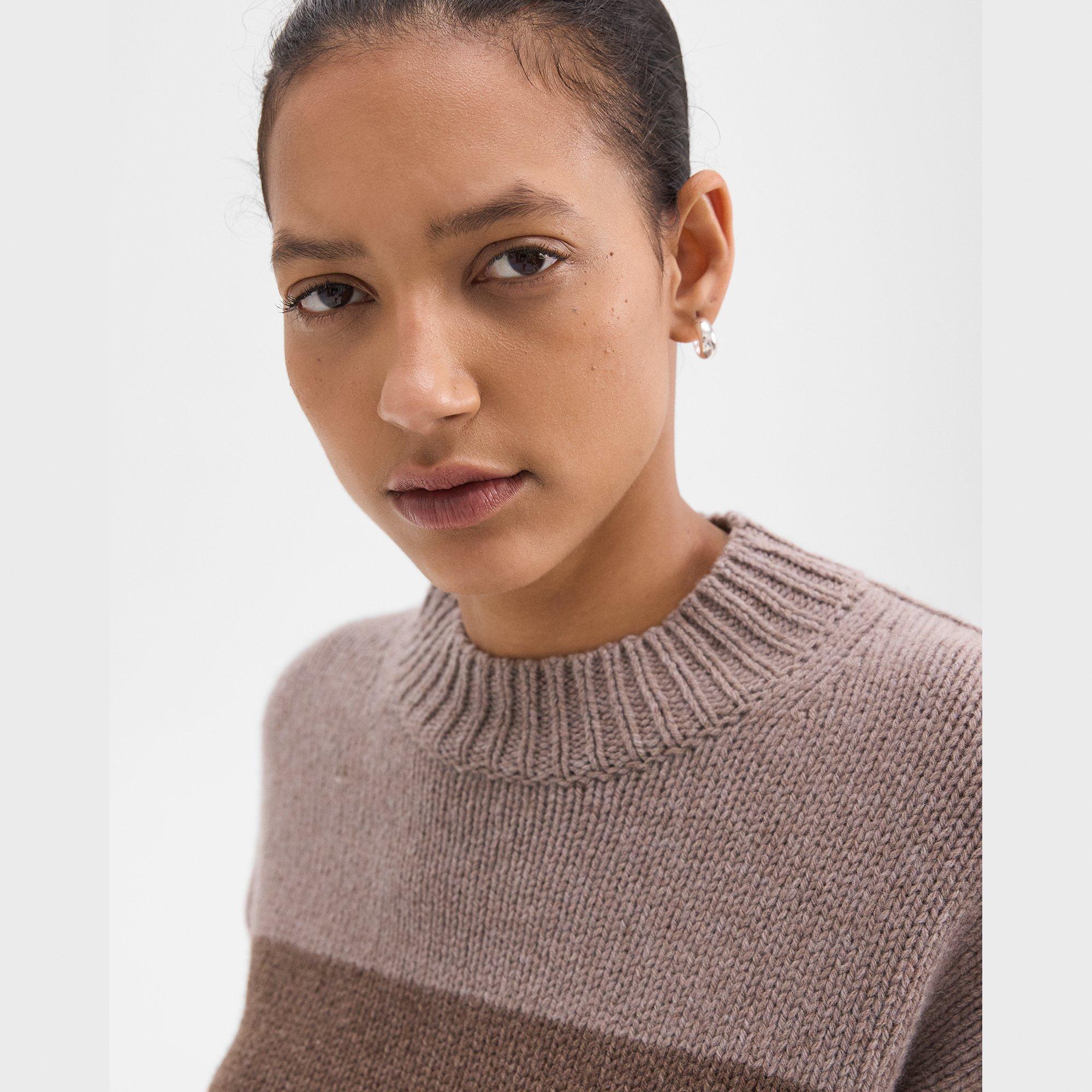 Colorblock Sweater in Felted Wool-Cashmere