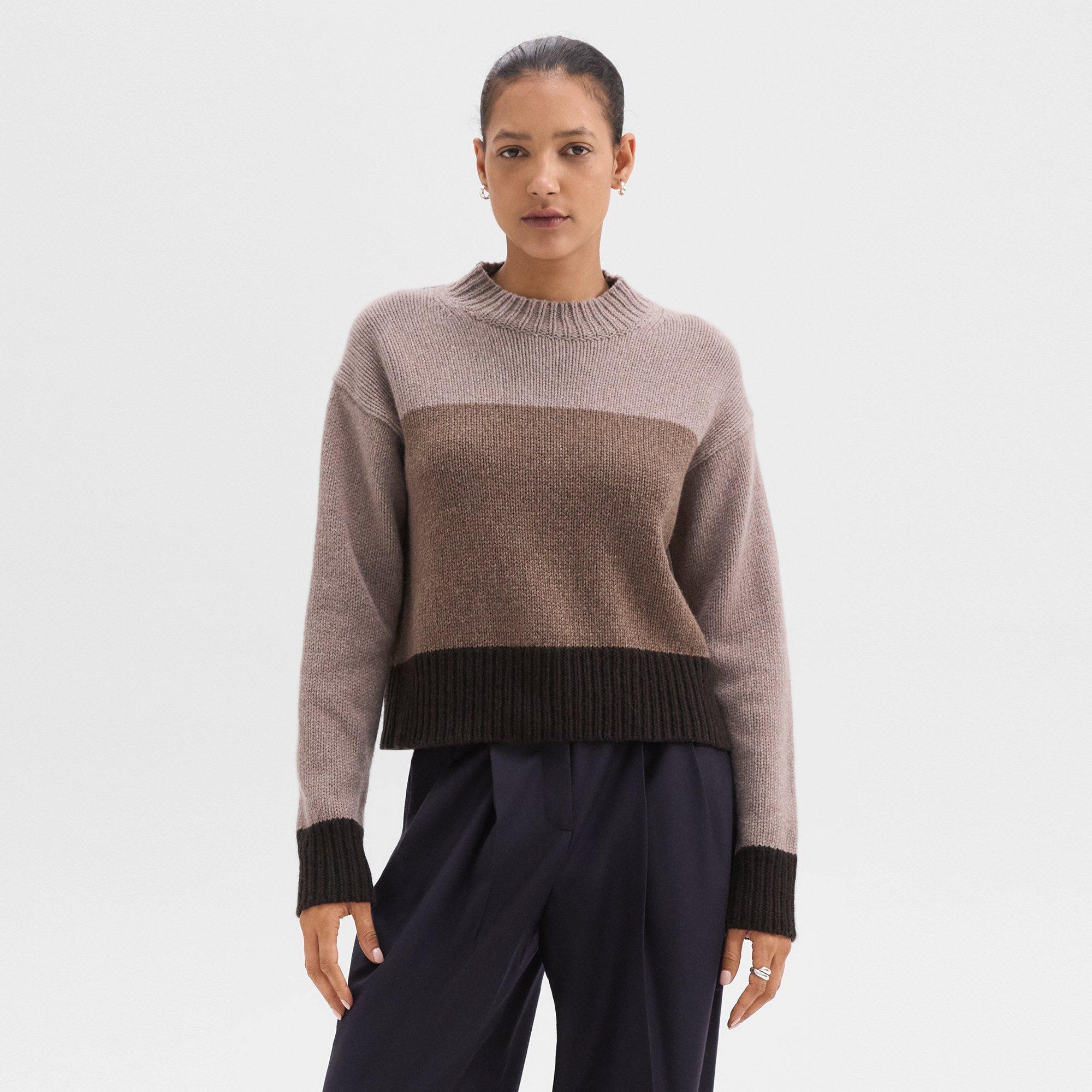 Colorblock Sweater in Felted Wool-Cashmere