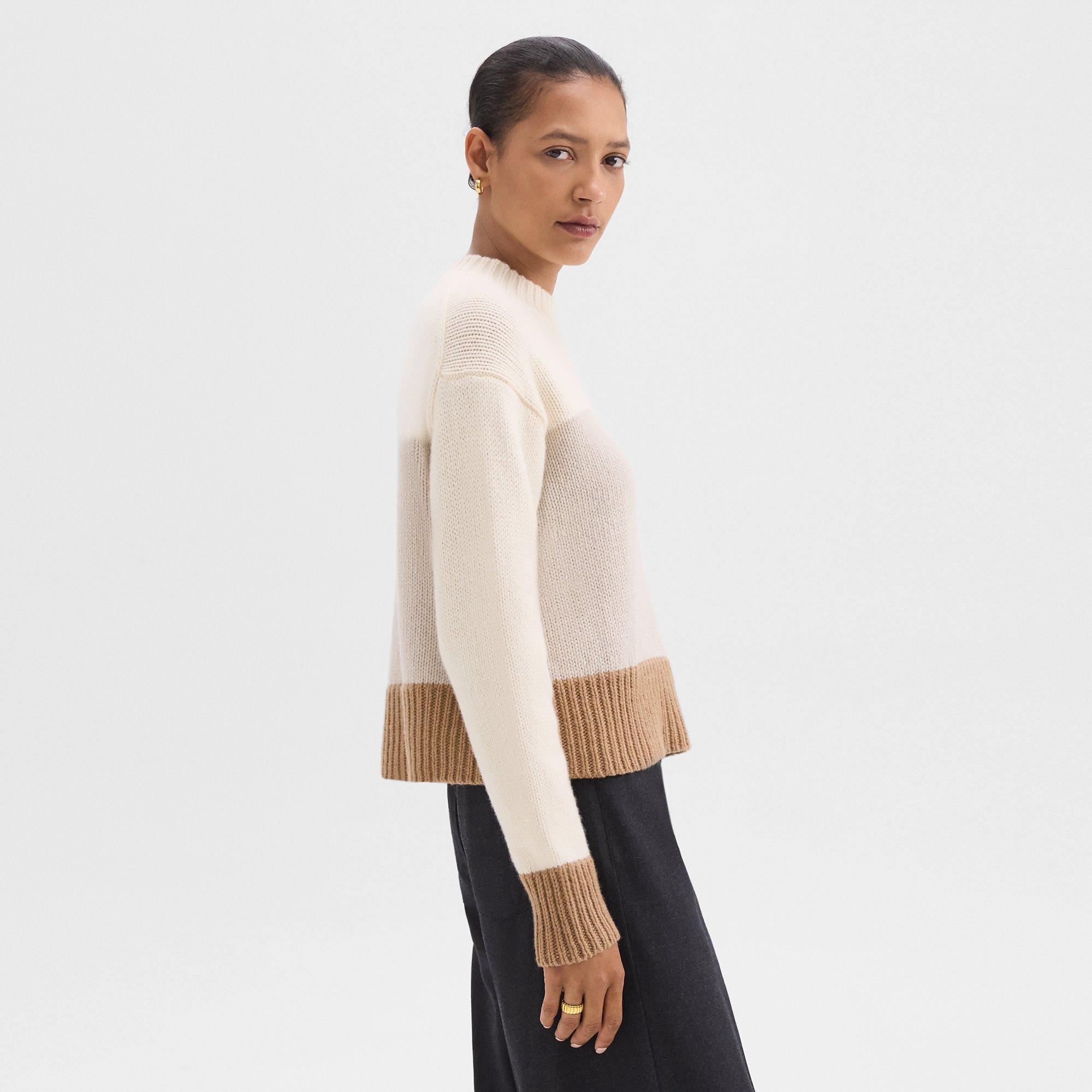 Colorblock Sweater in Felted Wool-Cashmere