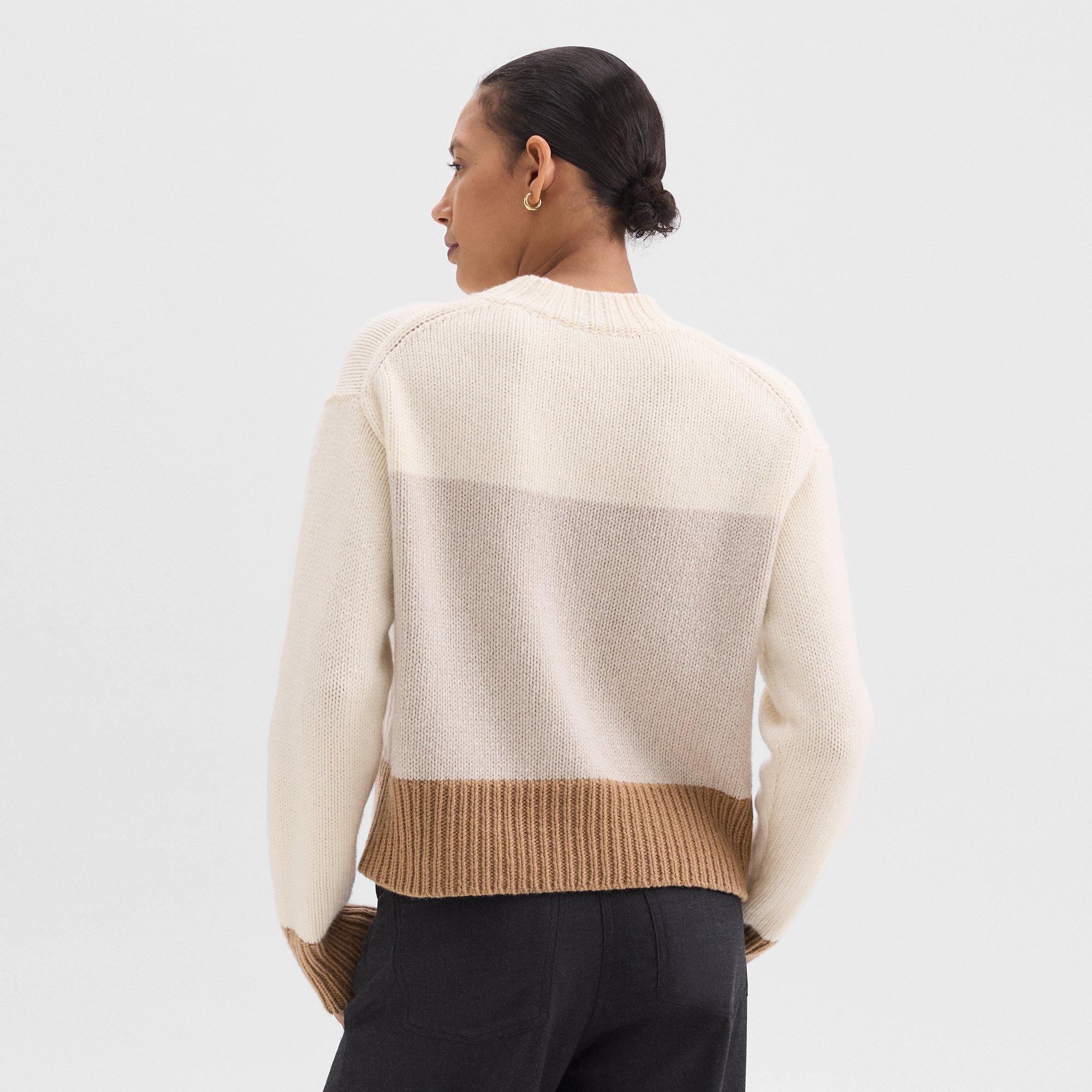 Colorblock Sweater in Felted Wool-Cashmere