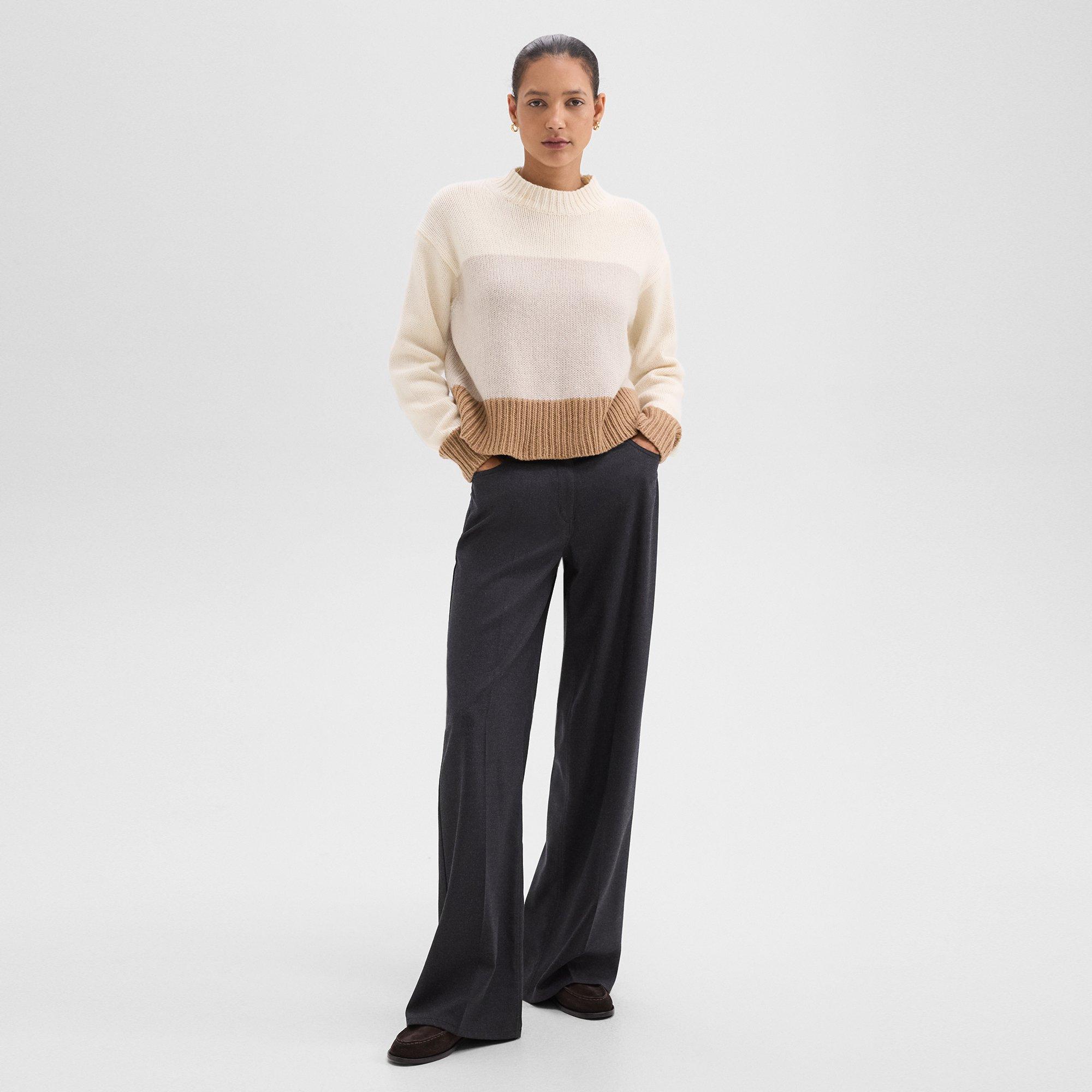 Colorblock Sweater in Felted Wool-Cashmere