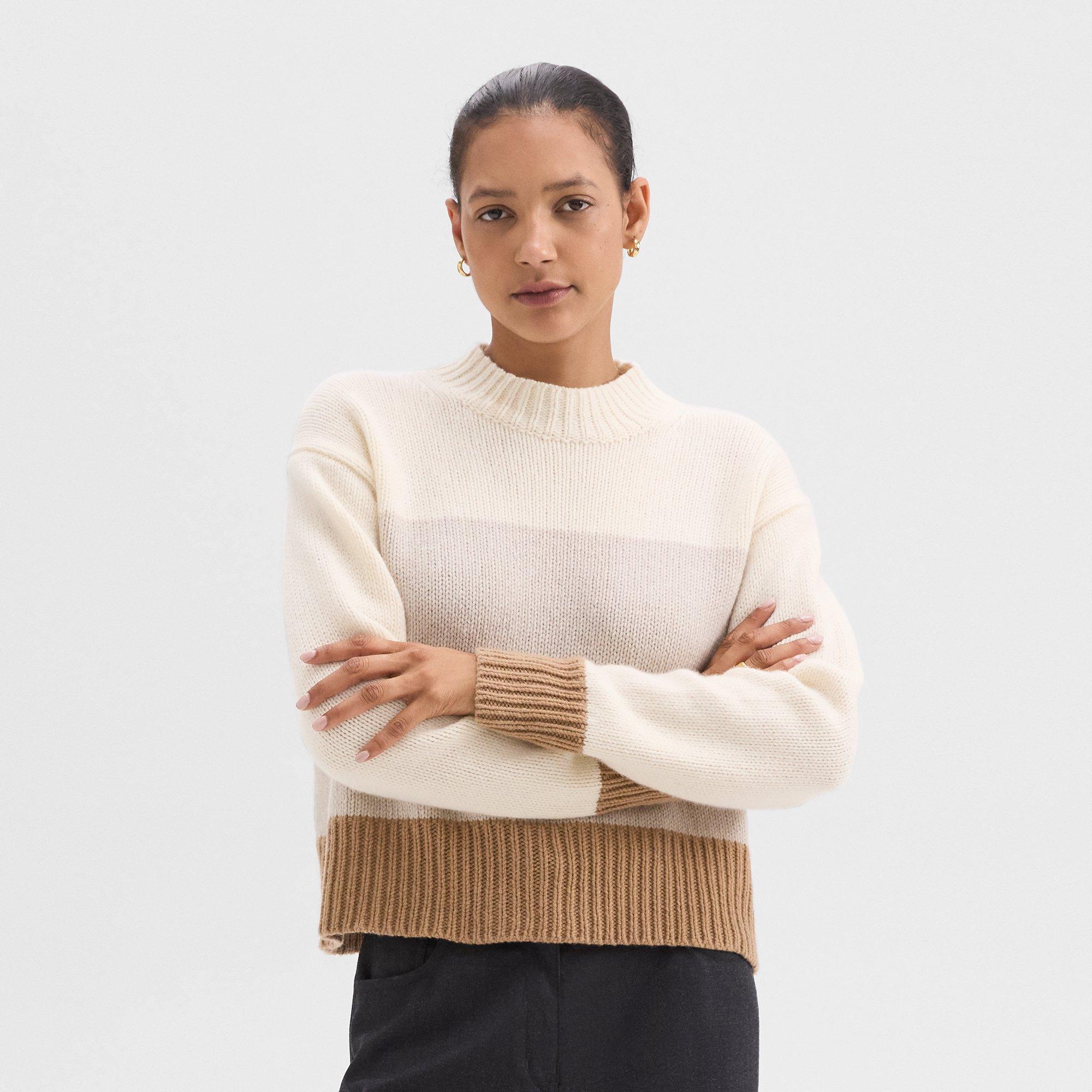 Colorblock Sweater in Felted Wool-Cashmere