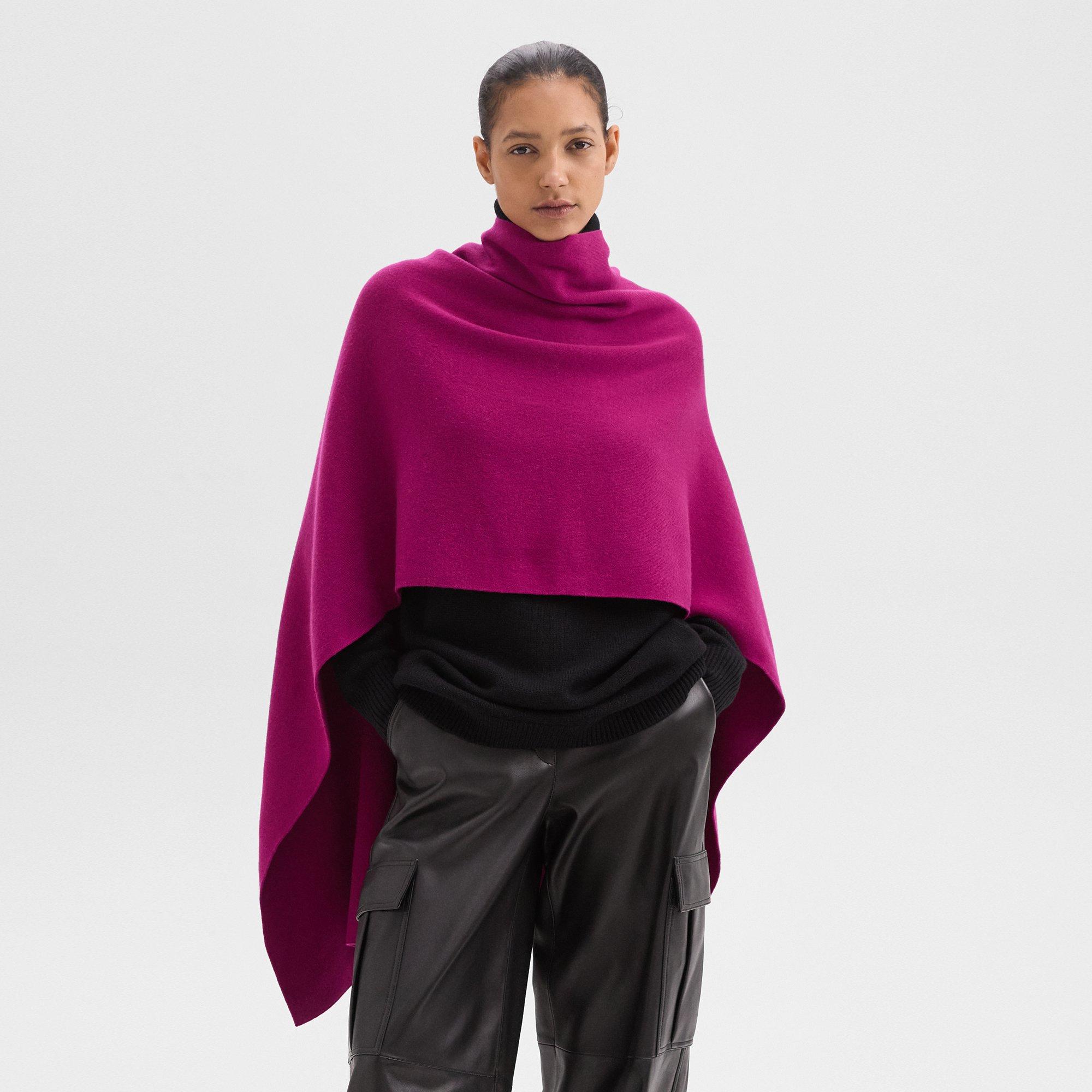 Draped Poncho in Felted Wool-Cashmere