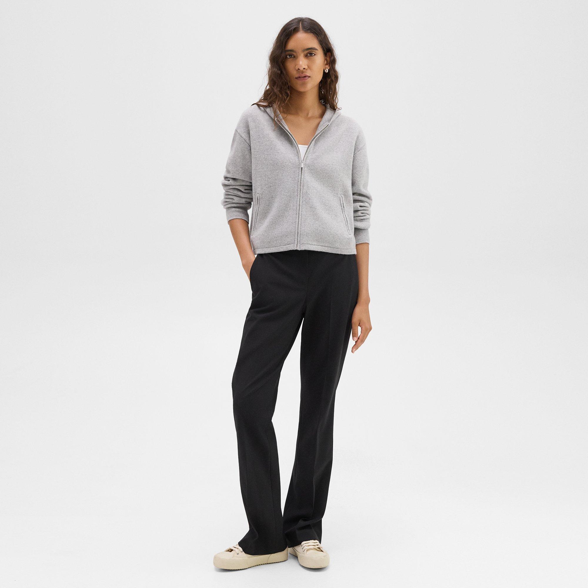 Cropped Hoodie in Felted Wool-Cashmere