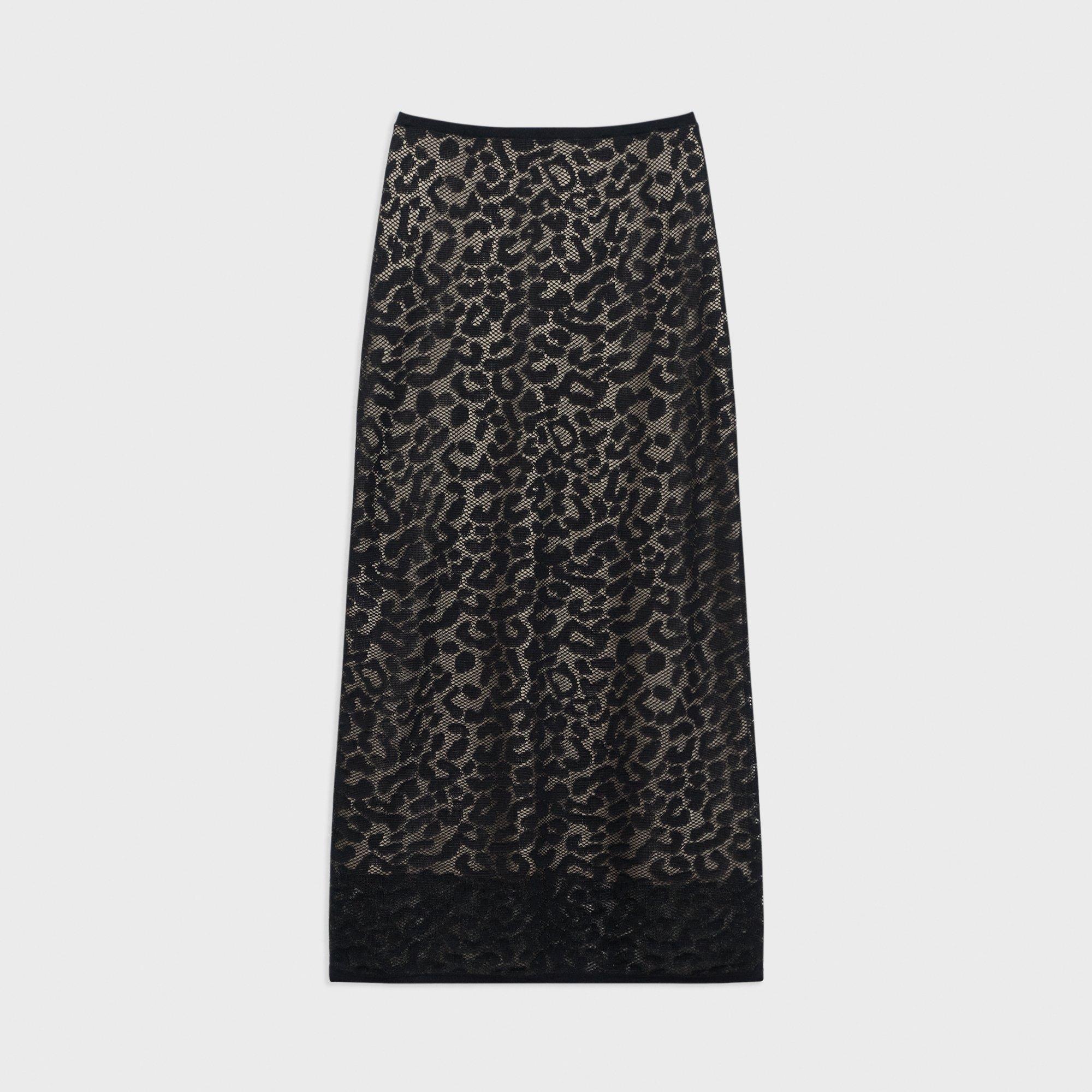 Pull-On Pencil Skirt in Leopard Lace Cotton-Blend