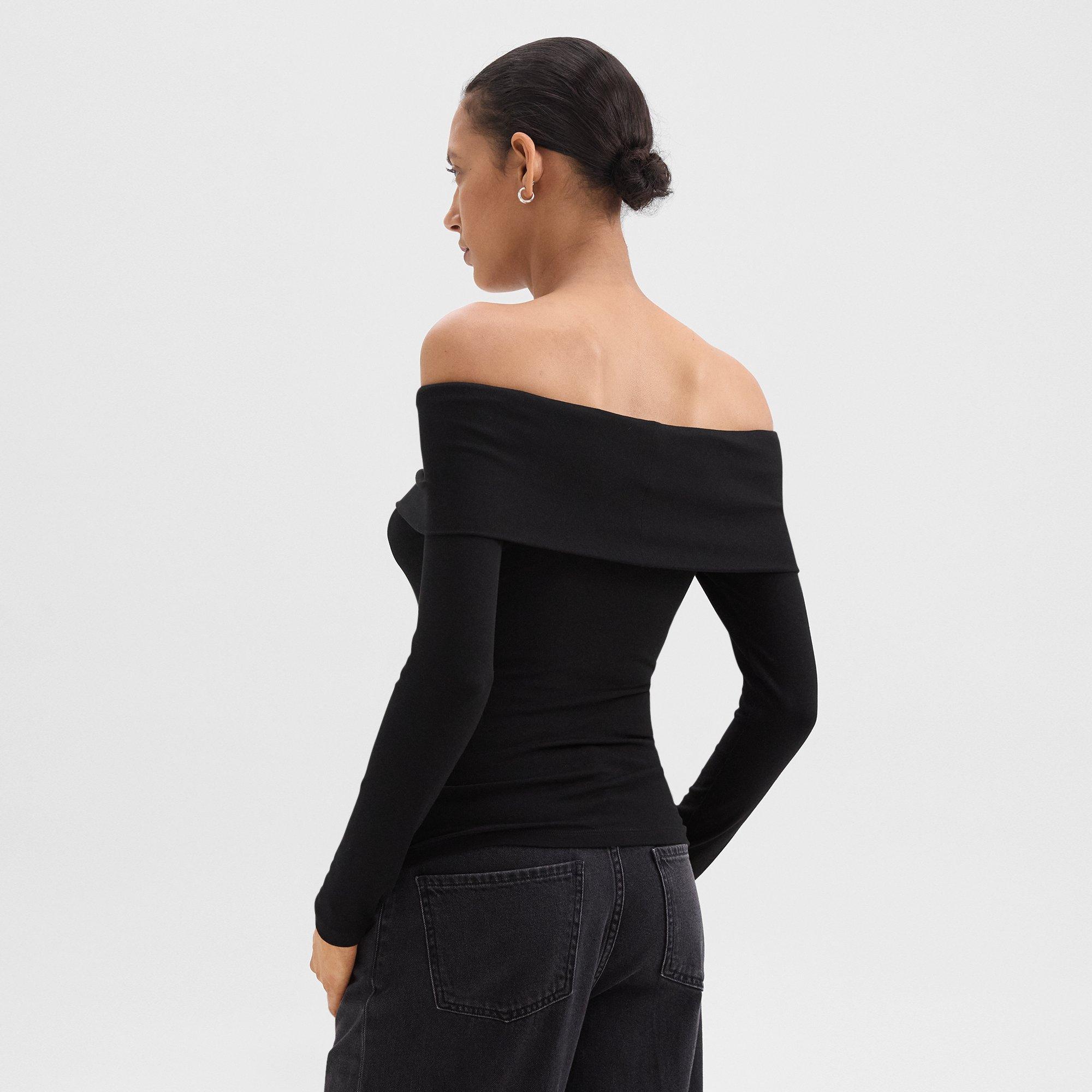 Off-the-Shoulder Top in Ribbed Viscose