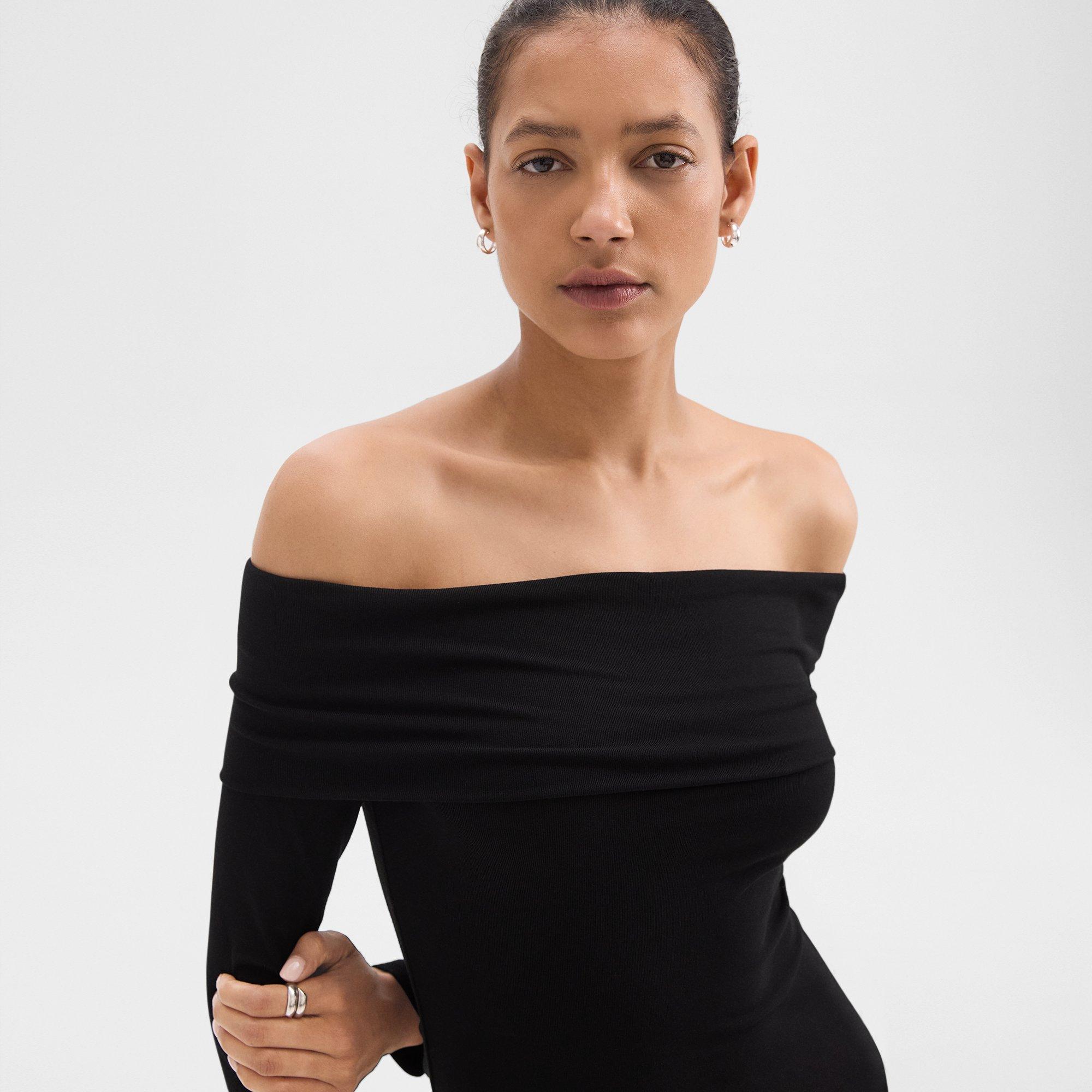 Off-the-Shoulder Top in Ribbed Viscose