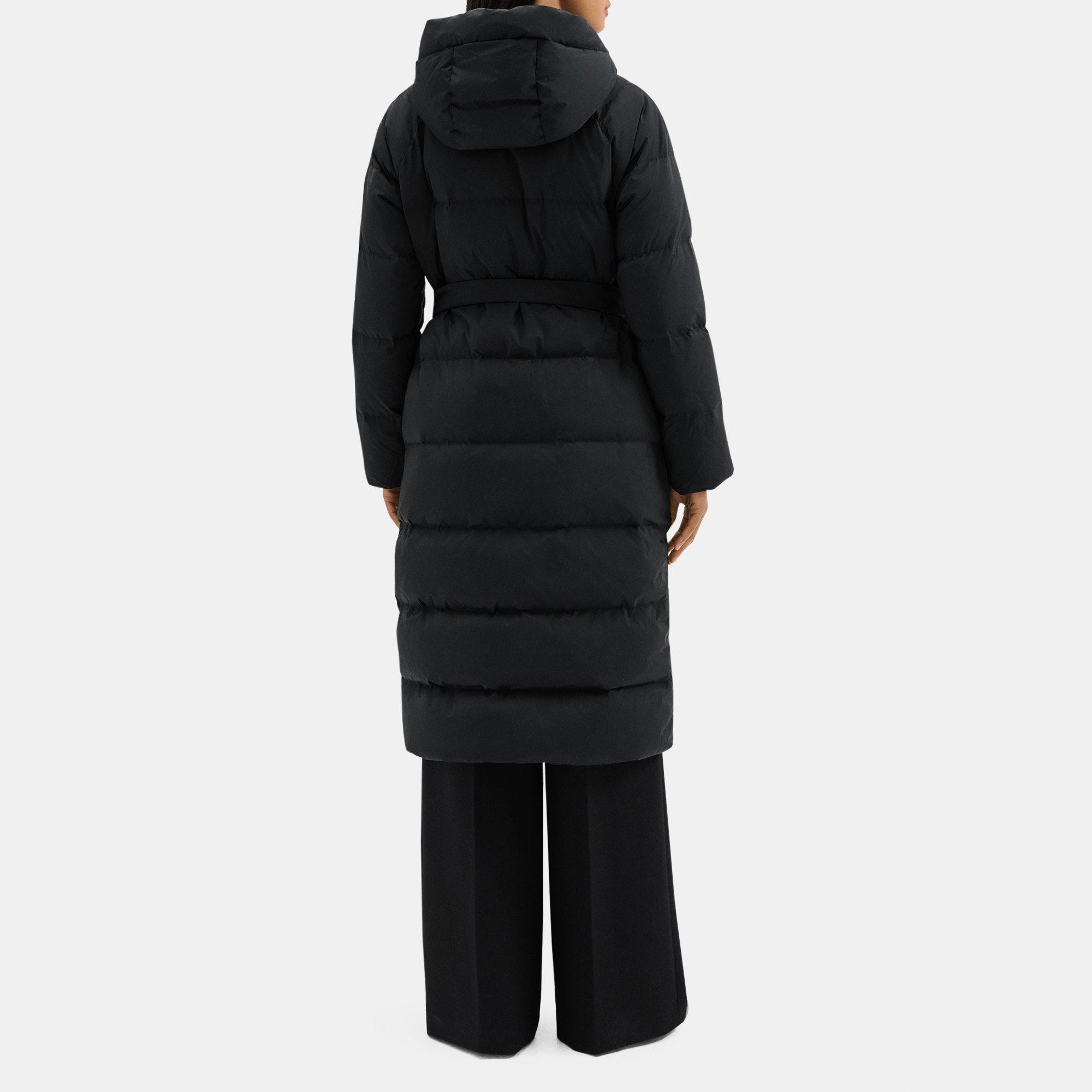 Hooded Wrap Puffer Coat in City Poly
