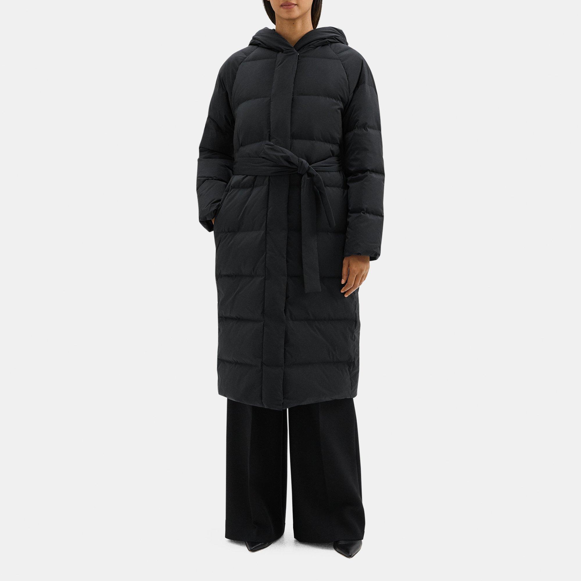 Hooded Wrap Puffer Coat in City Poly